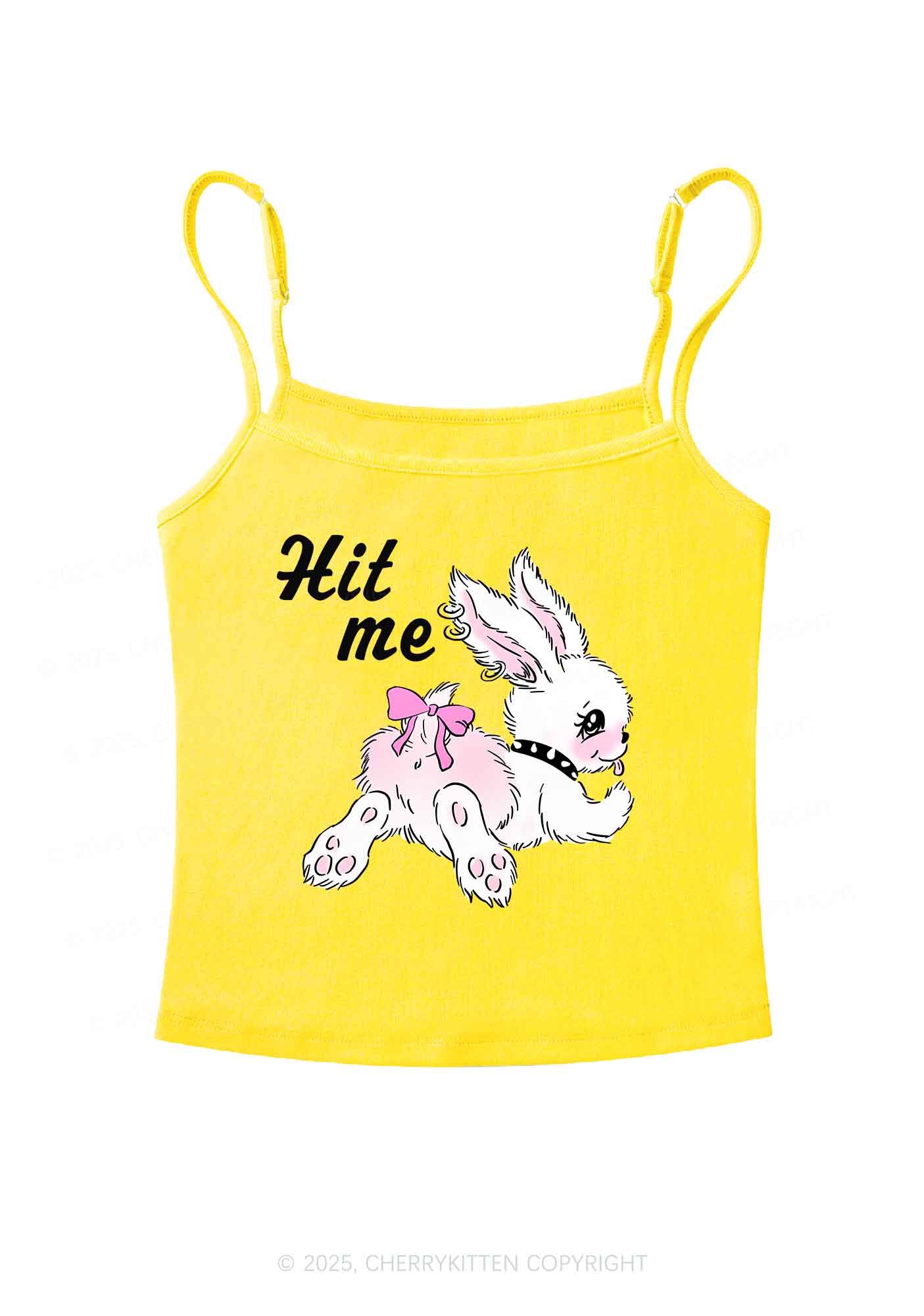 Hit Me White Bunny Y2K Spaghetti Strap Cami Cherrykitten
