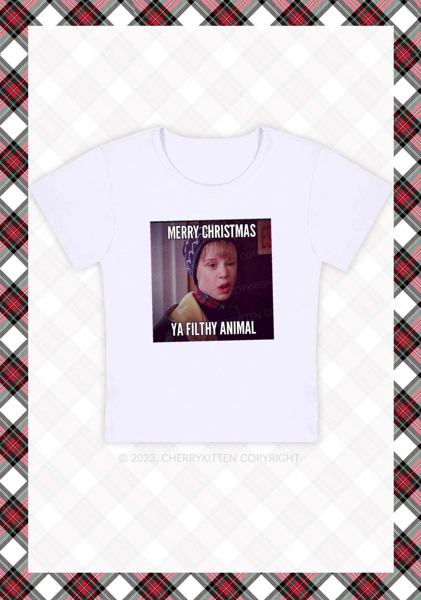 Merry Christmas Ya Filthy Animal Baby Tee Cherrykitten