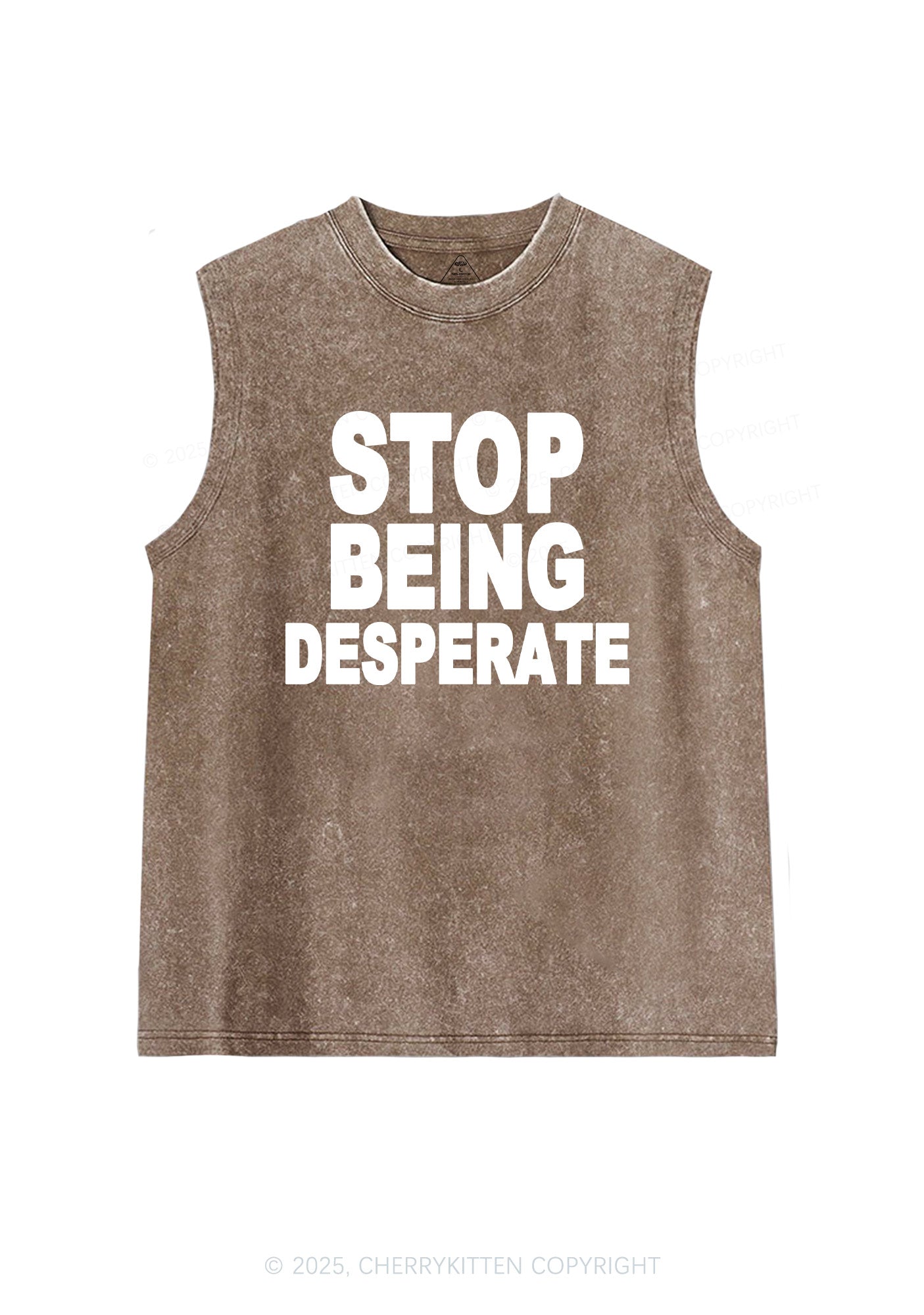 Stop Being Desperate Y2K Washed Muscle Tank Cherrykitten