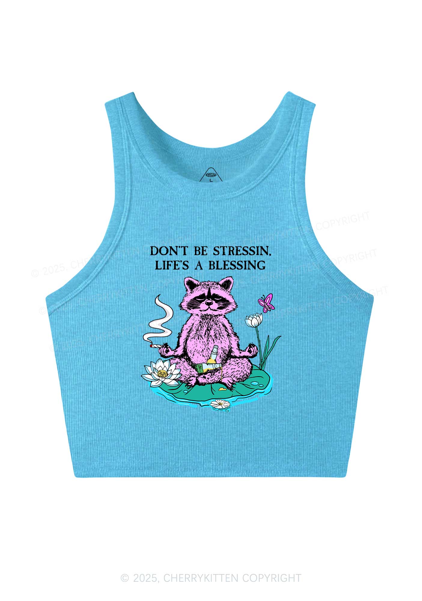 Dont Stress Raccoon Y2K Crop Tank Top Cherrykitten