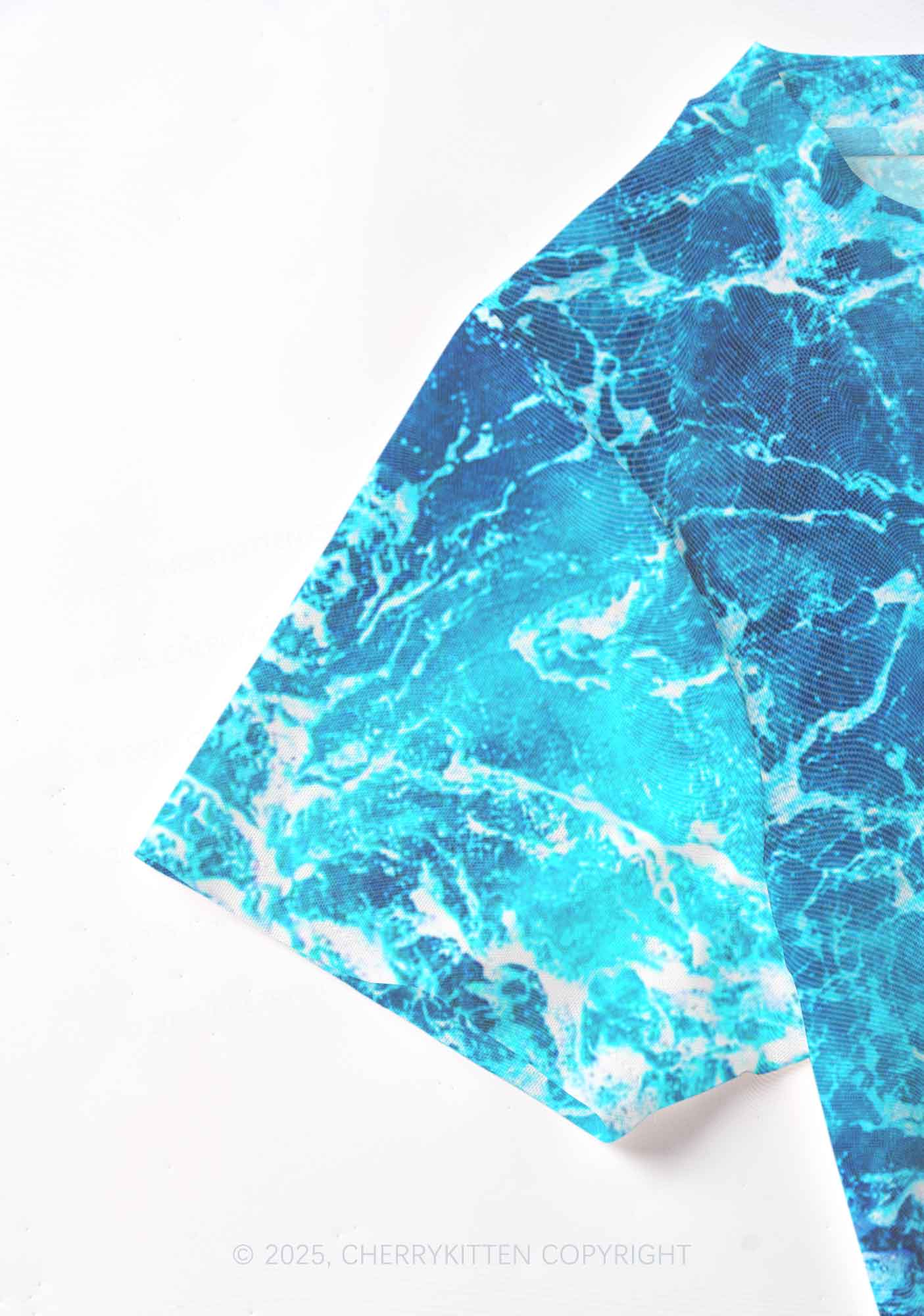 Ocean Wave Y2K Mesh Crop Top Cherrykitten