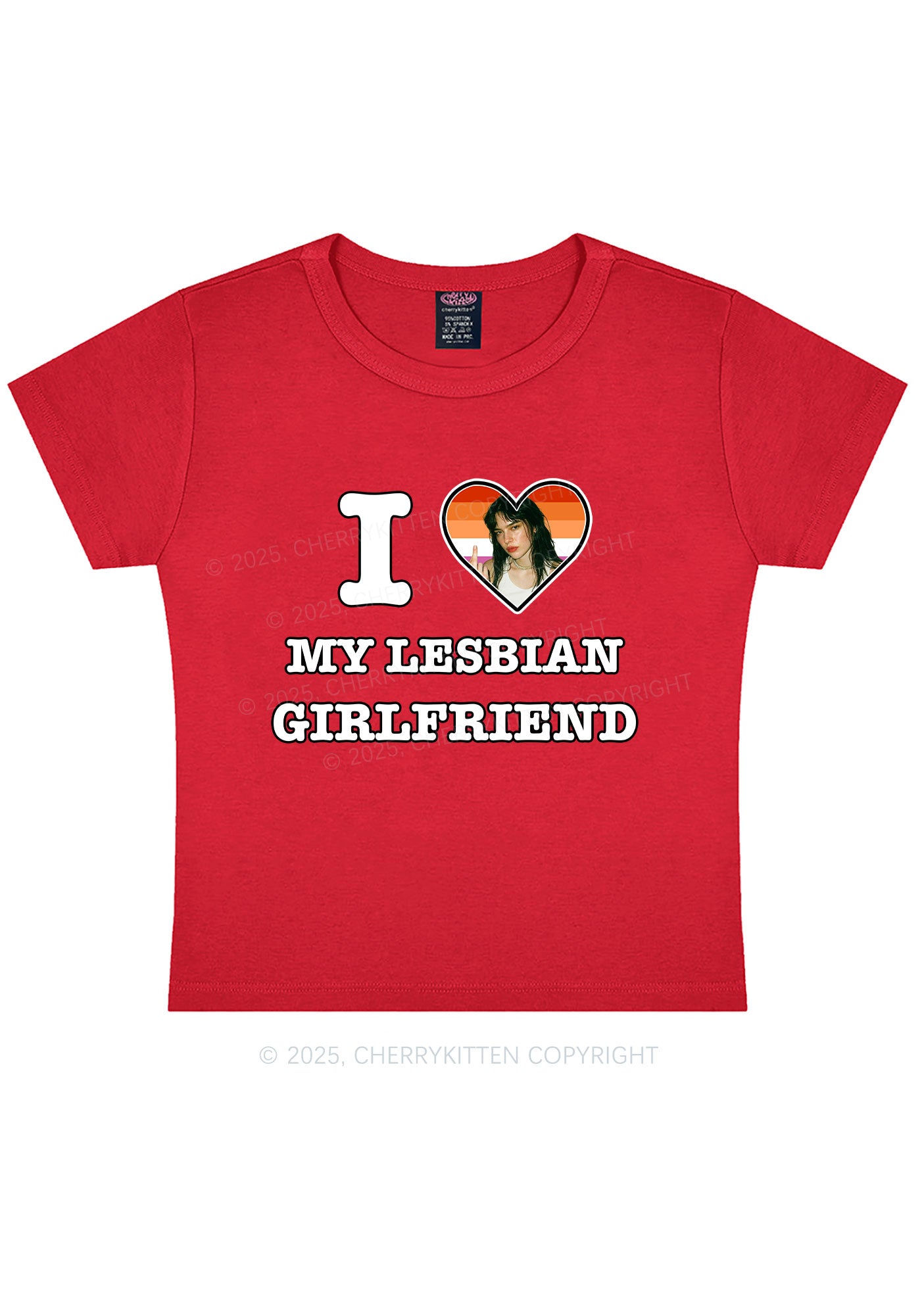 Custom My Lesbian GF Pride Y2K Baby Tee Cherrykitten