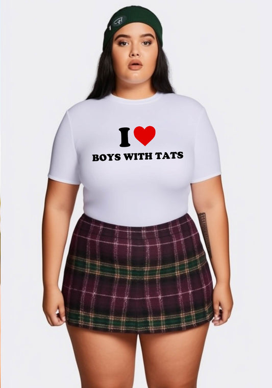 Curvy I Love Boys With Tats Baby Tee