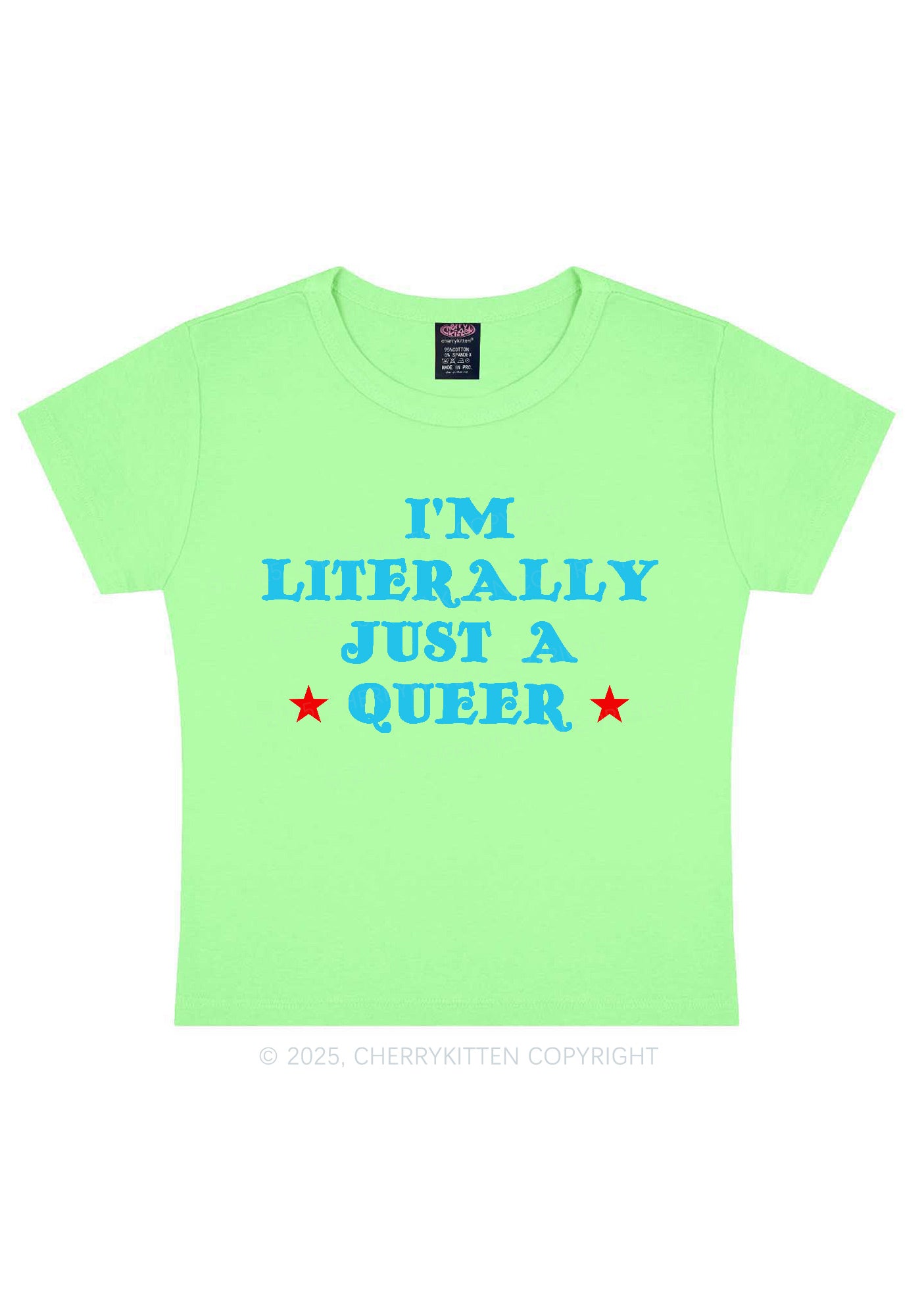 Just A Queer Pride Y2K Baby Tee Cherrykitten