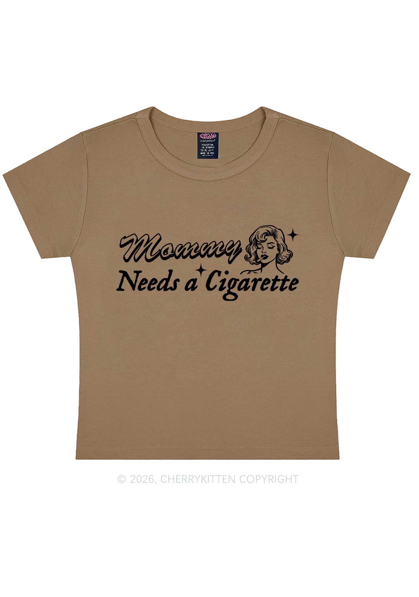 Mommy Needs Cigarette Y2K Baby Tee Cherrykitten