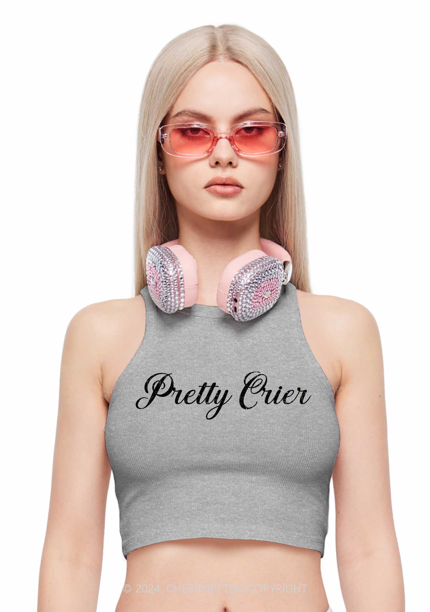 Pretty Crier Y2K Crop Tank Top Cherrykitten