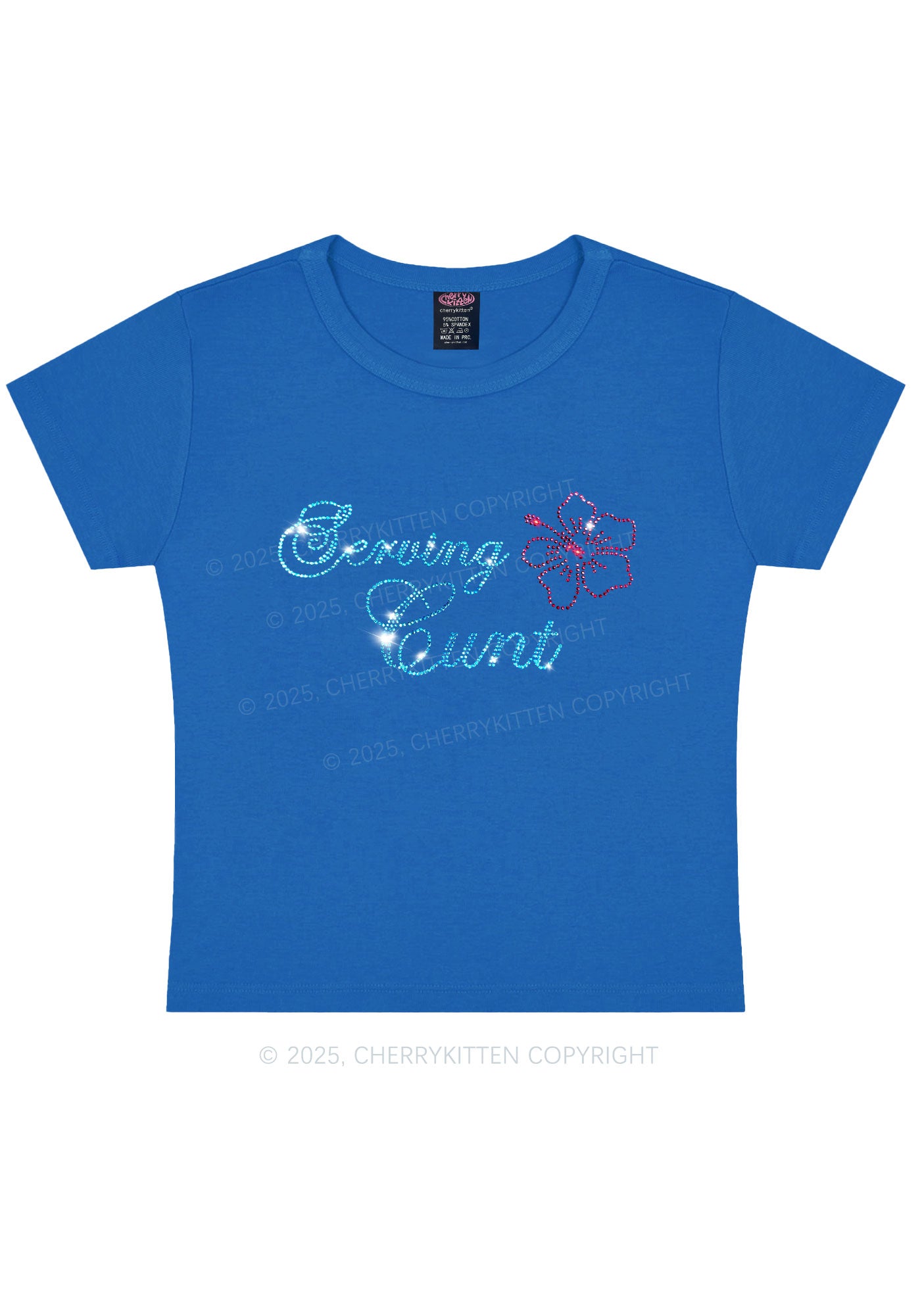 Rhinestone Serving Cxxt Y2K Baby Tee Cherrykitten