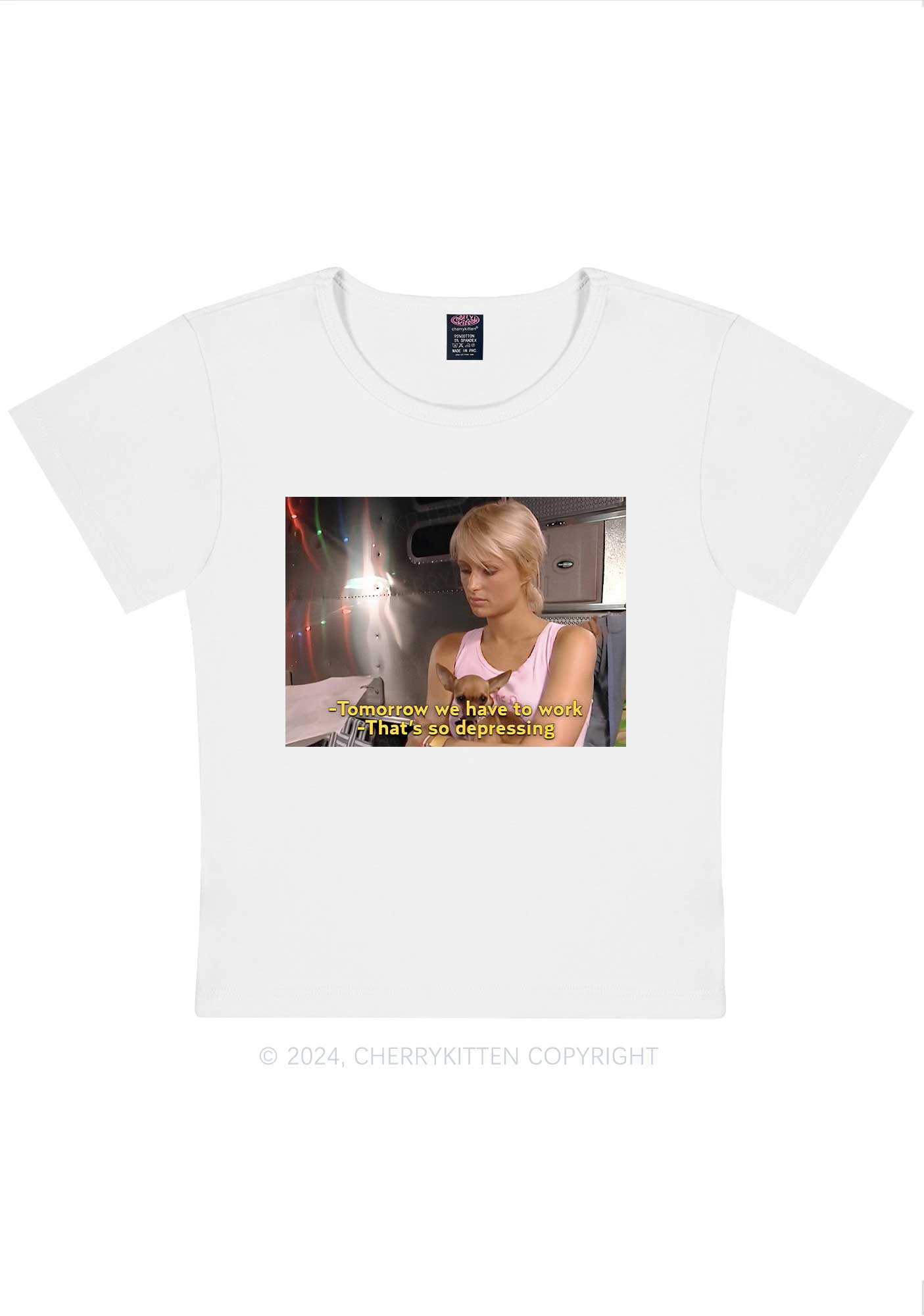 We Have To Work Y2K Baby Tee Cherrykitten