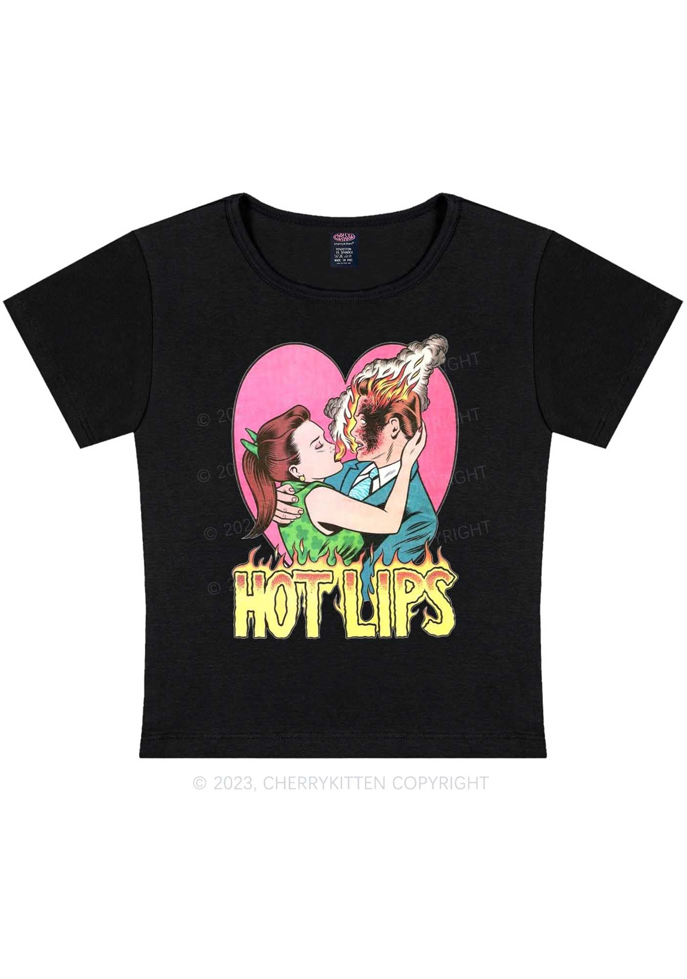 Curvy Hot Lips Y2K Baby Tee Cherrykitten