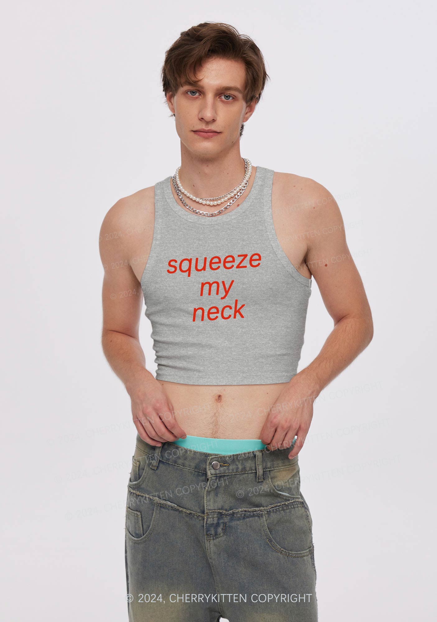 Squeeze My Neck Y2K Crop Tank Top Cherrykitten