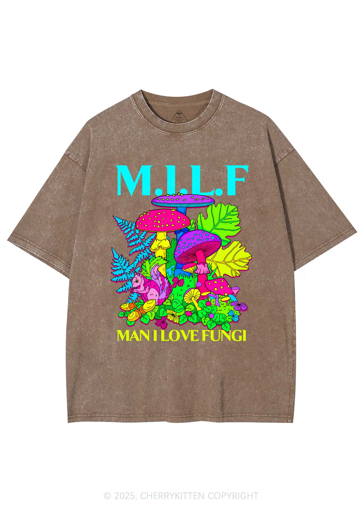 Man I Love Fungi Y2K Shirts Washed Tee Cherrykitten