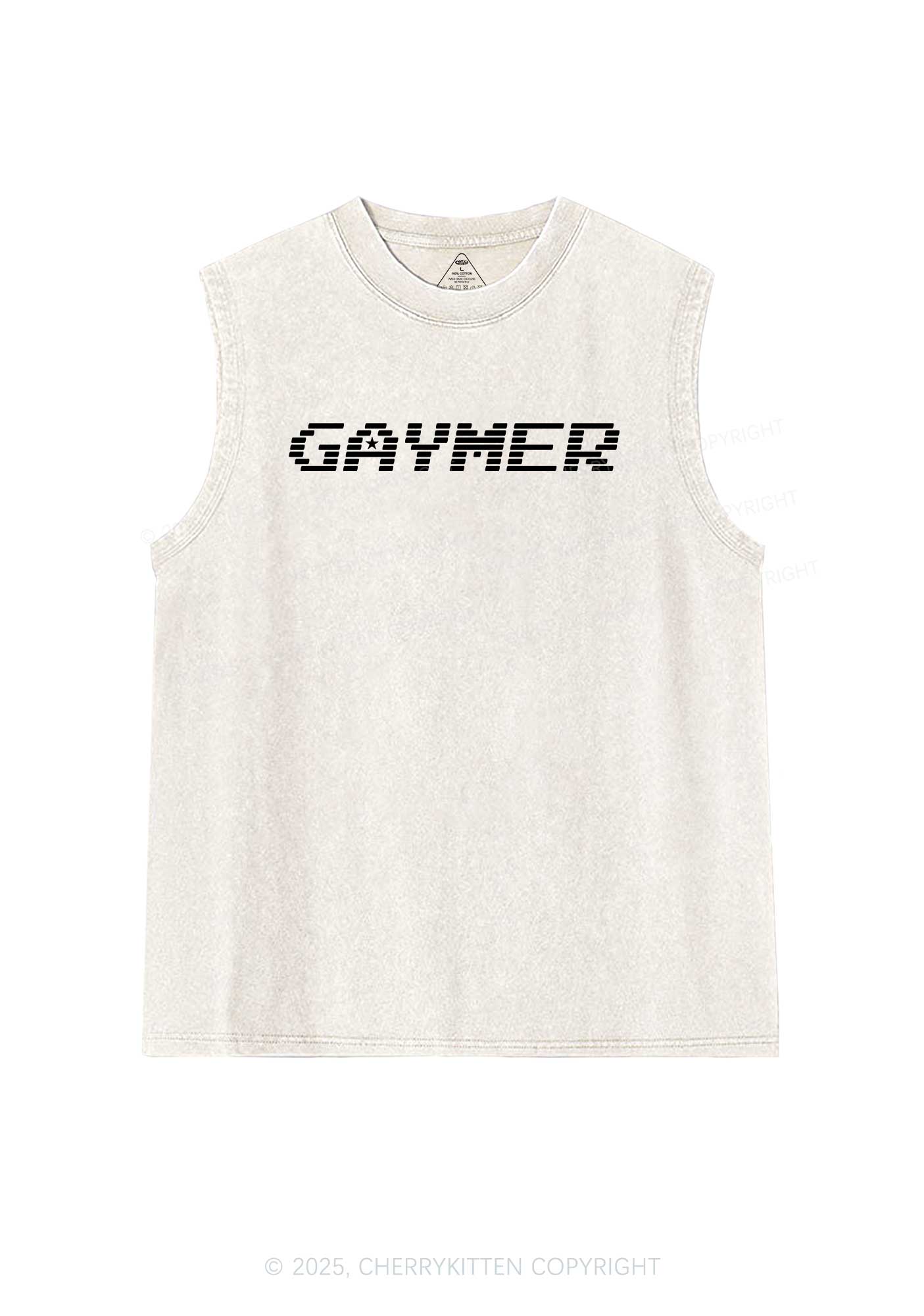 Gaymer Pride Y2K Washed Muscle Tank Cherrykitten
