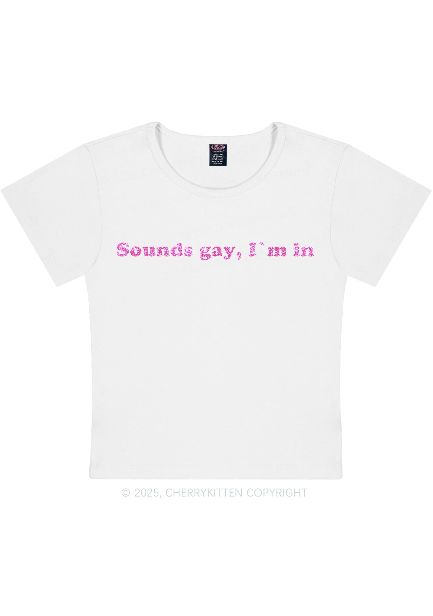 Glitter Sounds Gay Pride Y2K Baby Tee Cherrykitten