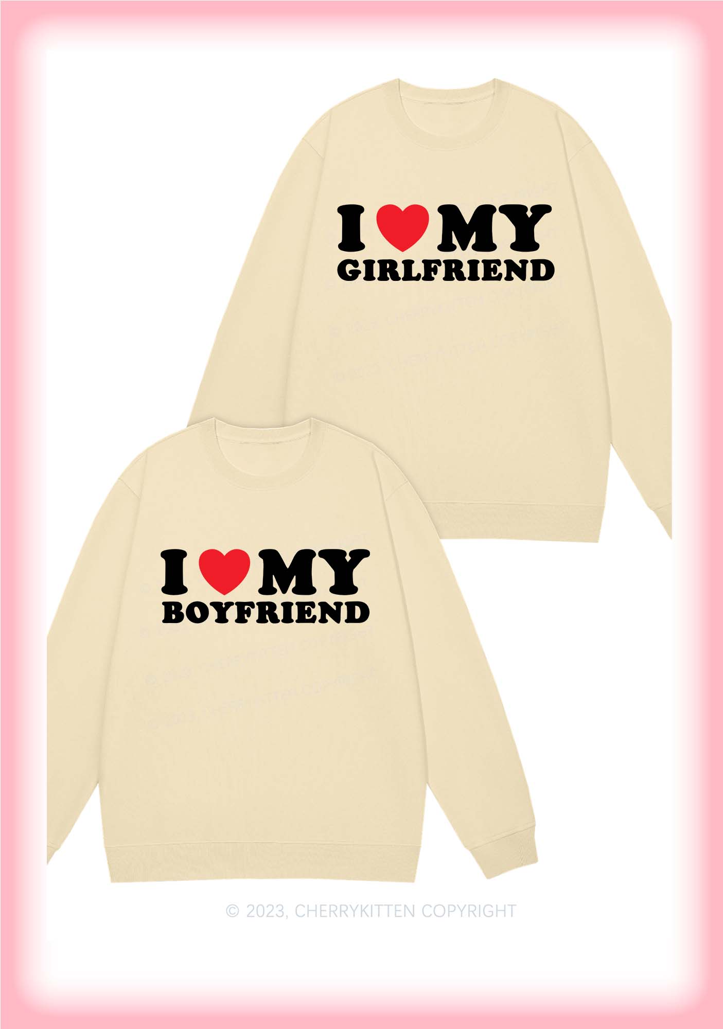 I Love Boyfriend&Girlfriend Y2K Valentine's Day Sweatshirt Cherrykitten