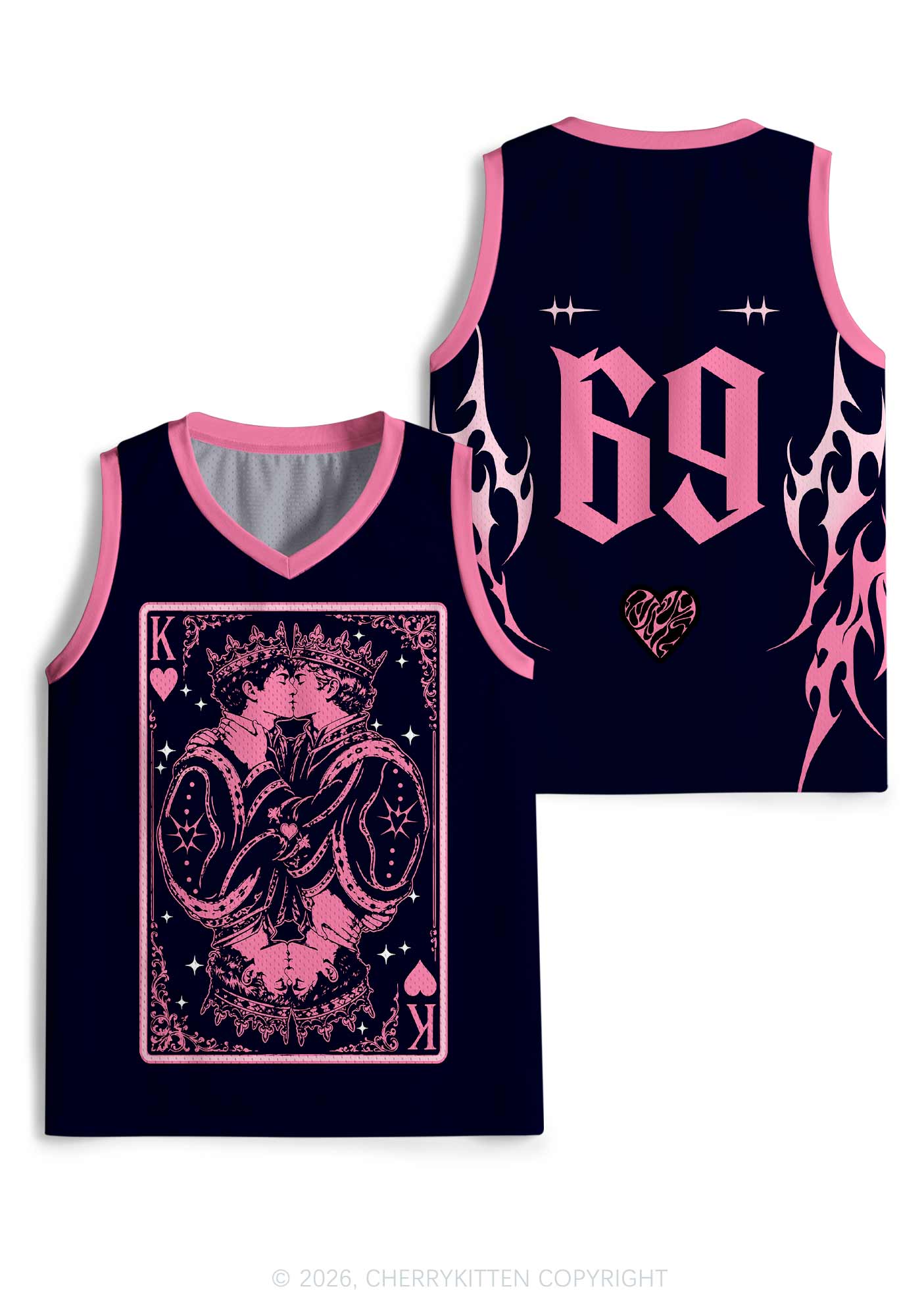Pink Black Gay King Pride Y2K Sport Jersey Tank Cherrykitten