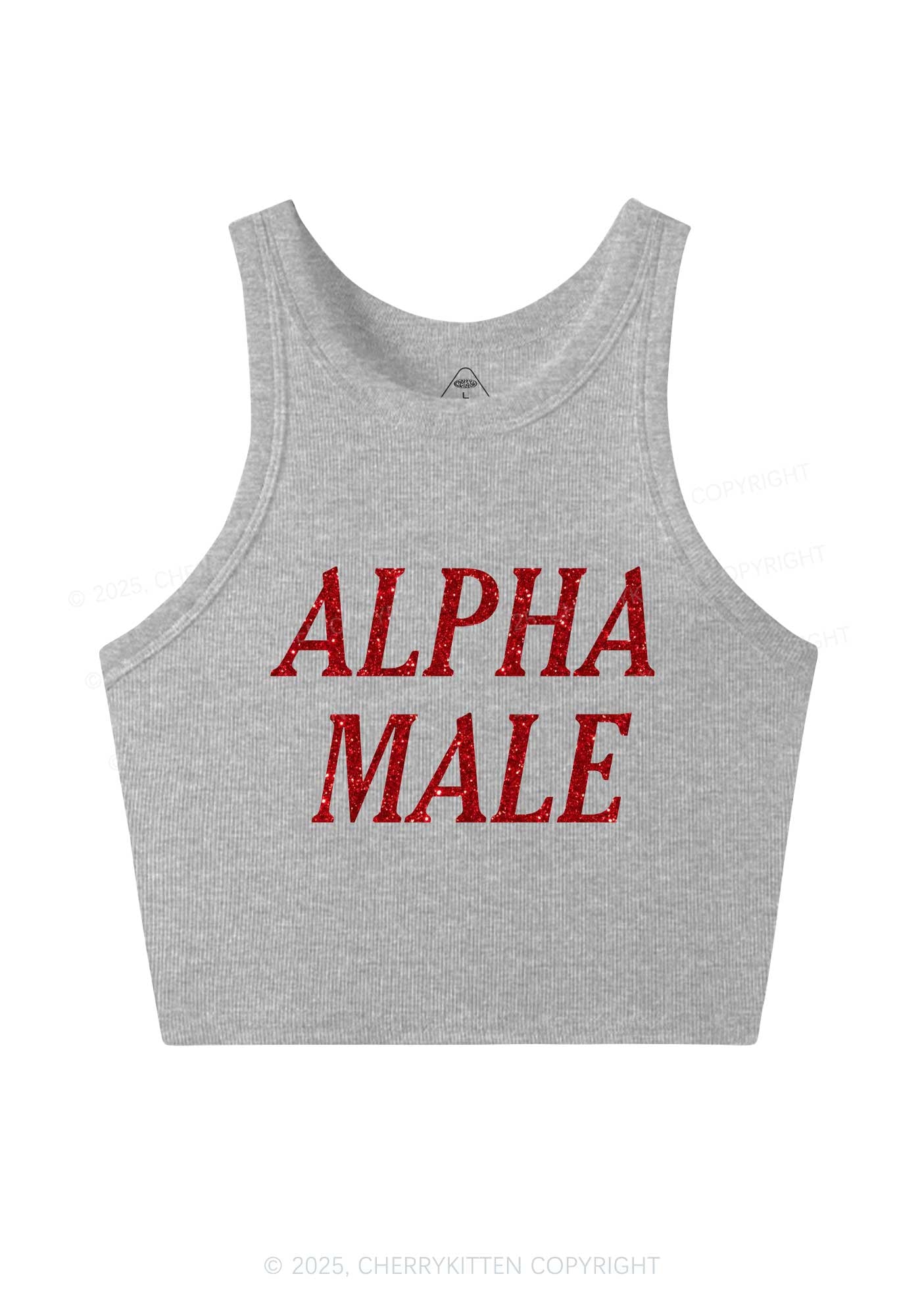 Glitter Alpha Male Y2K Crop Tank Top Cherrykitten