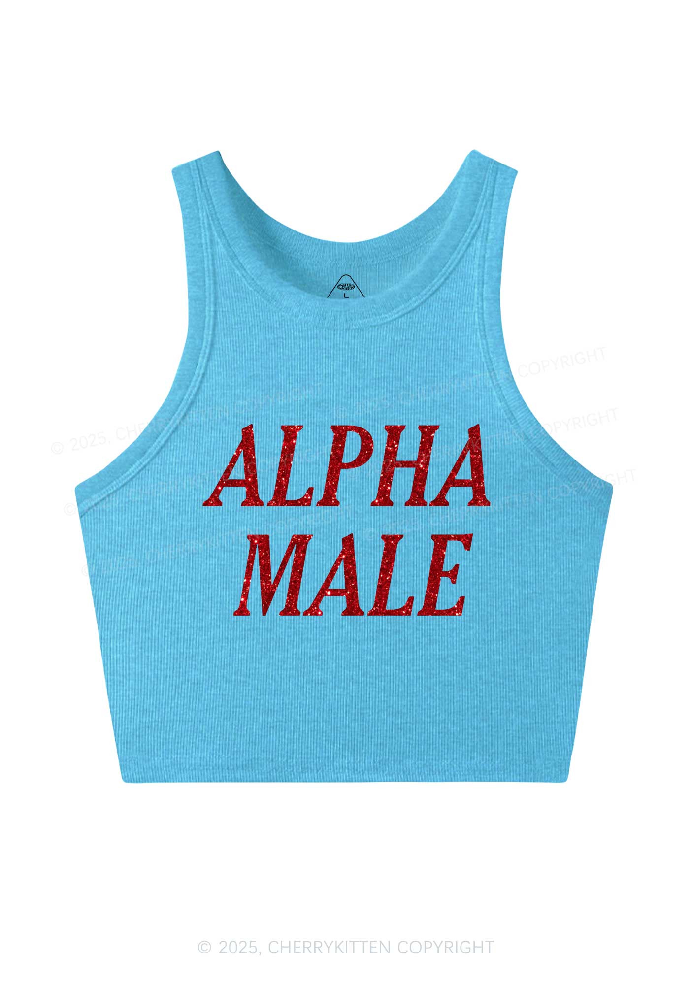 Glitter Alpha Male Y2K Crop Tank Top Cherrykitten