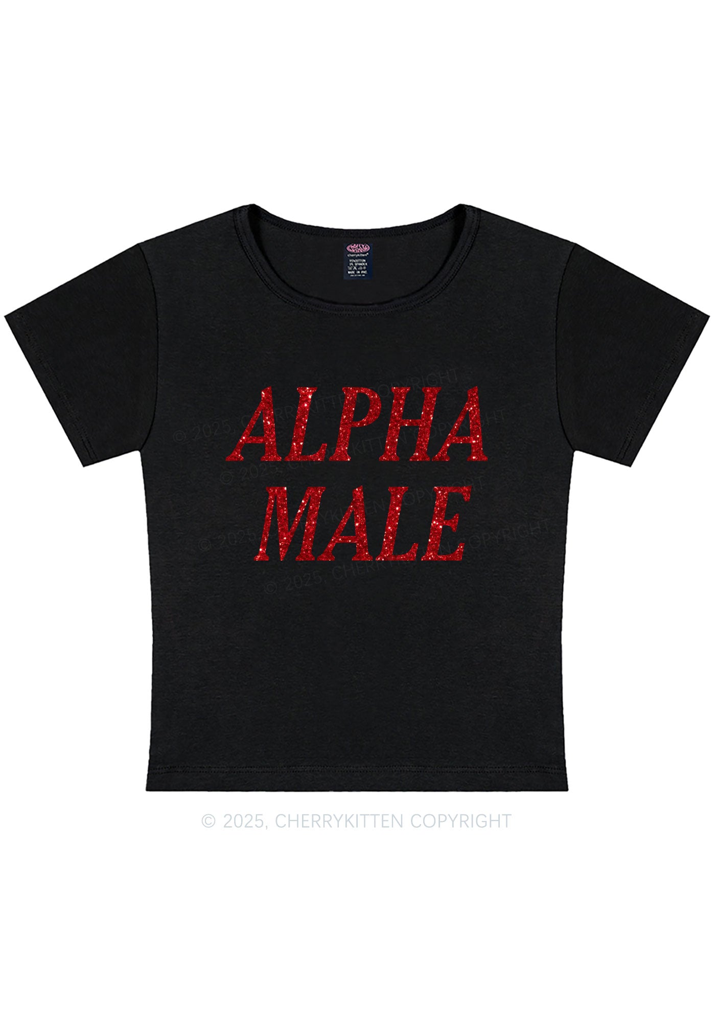 Glitter Alpha Male Y2K Baby Tee Cherrykitten