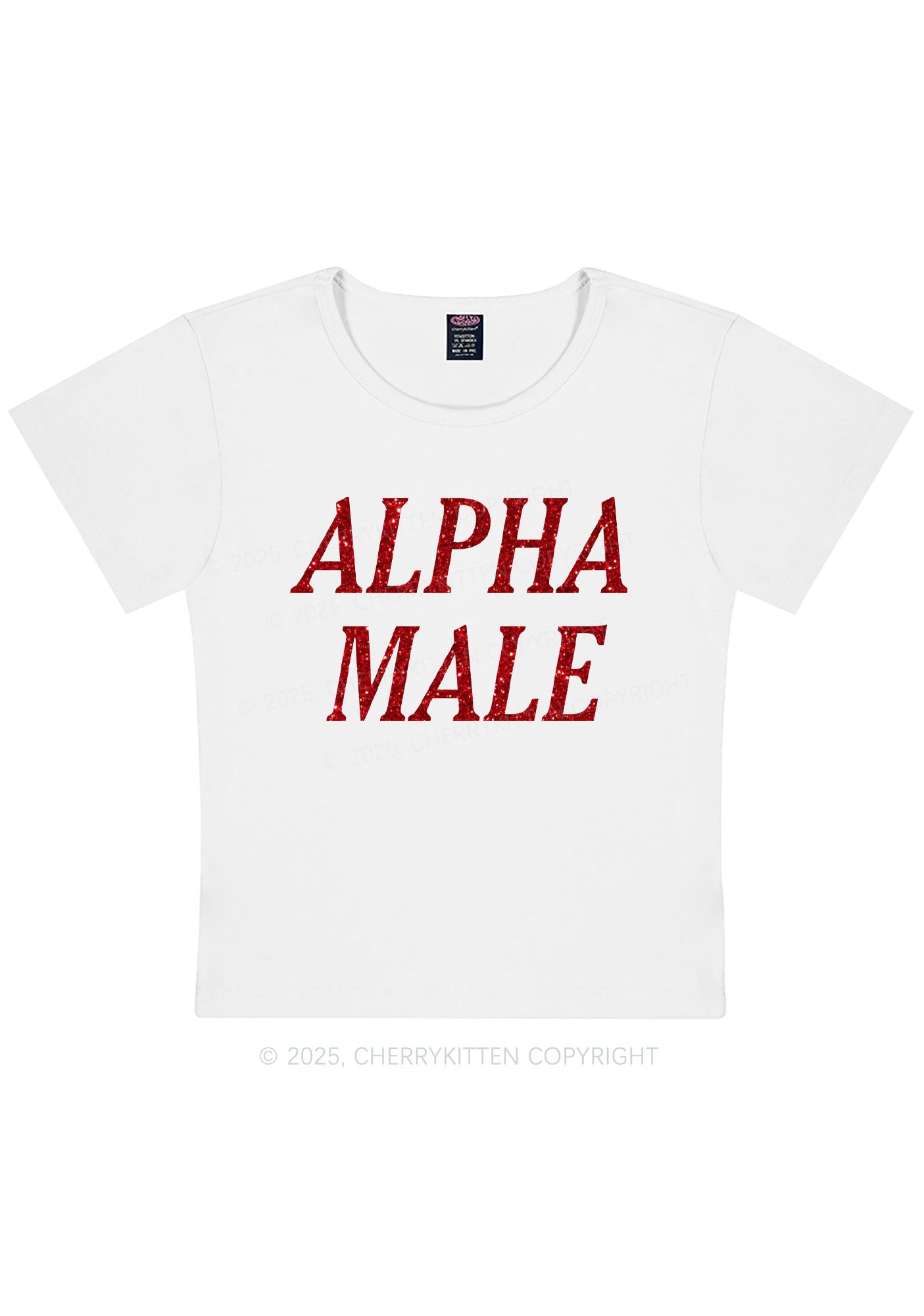 Glitter Alpha Male Y2K Baby Tee Cherrykitten
