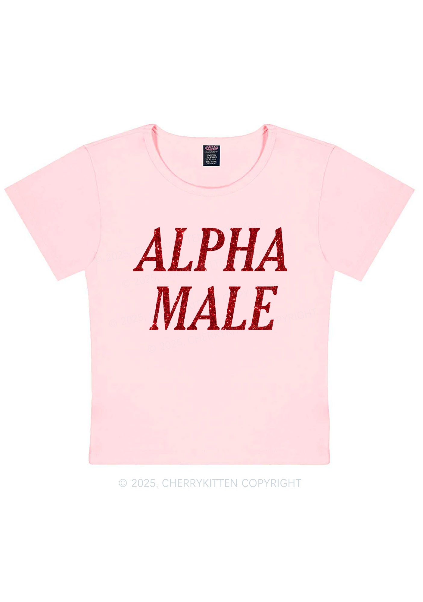 Glitter Alpha Male Y2K Baby Tee Cherrykitten