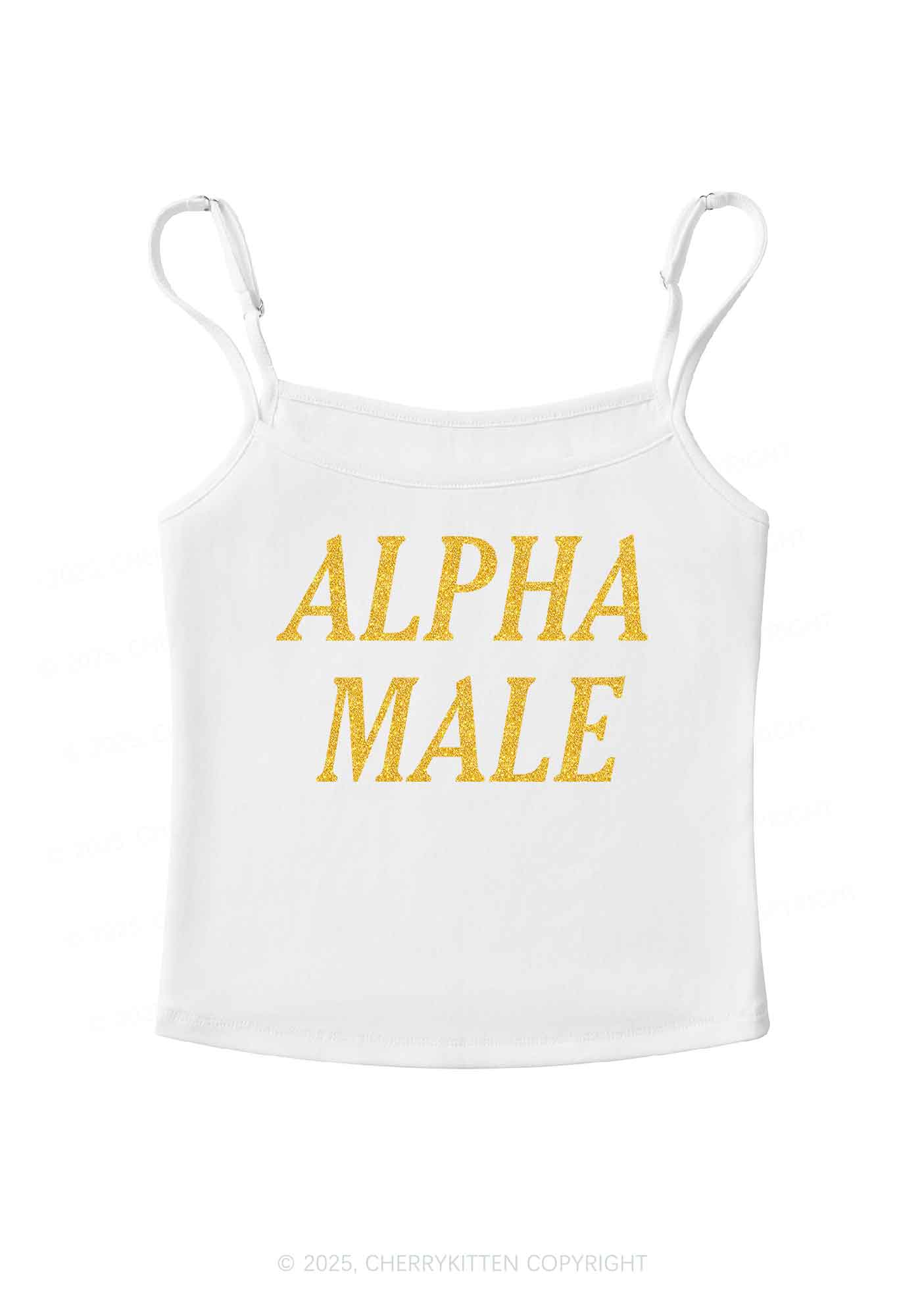 Glitter Alpha Male Y2K Spaghetti Strap Cami Cherrykitten