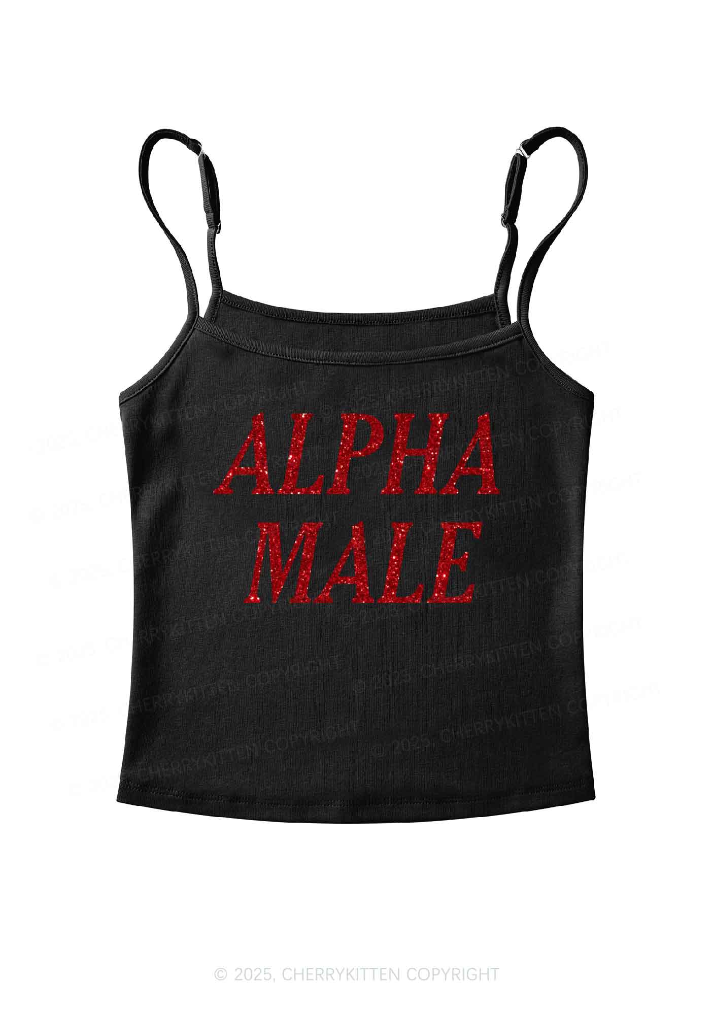 Glitter Alpha Male Y2K Spaghetti Strap Cami Cherrykitten