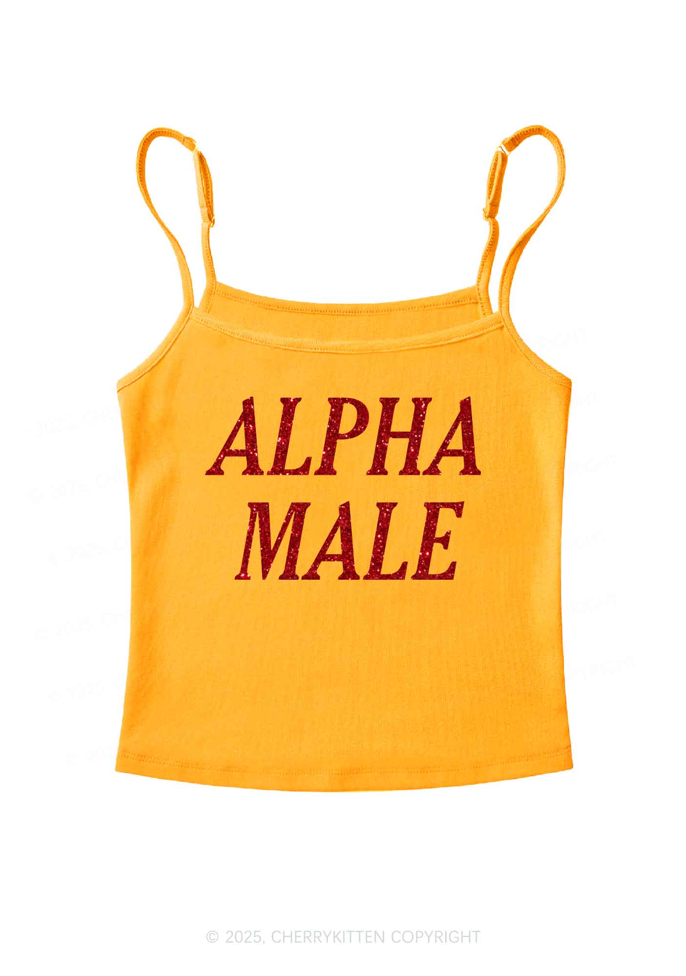 Glitter Alpha Male Y2K Spaghetti Strap Cami Cherrykitten