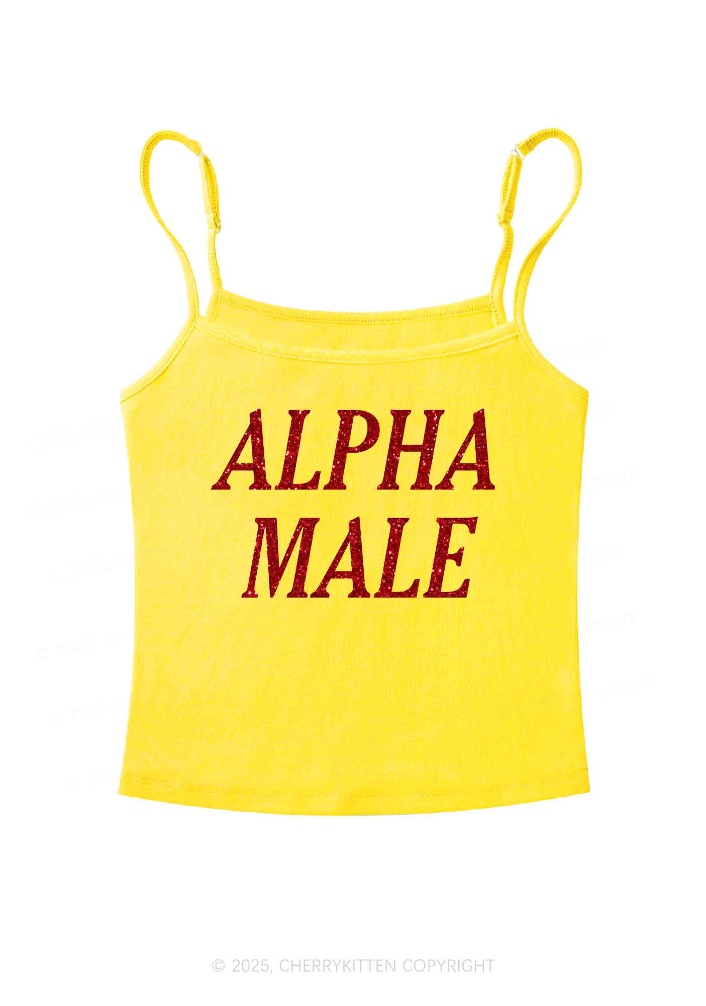 Glitter Alpha Male Y2K Spaghetti Strap Cami Cherrykitten