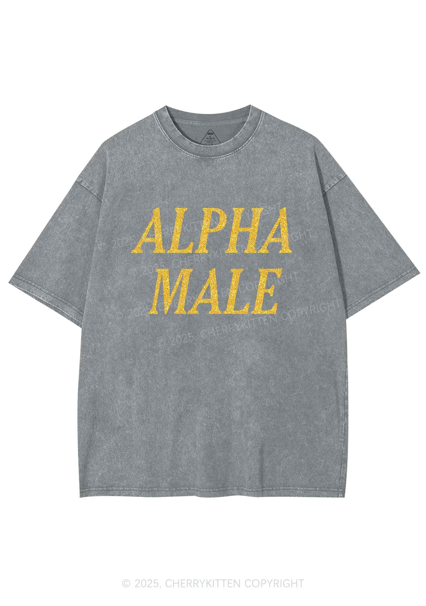 Glitter Alpha Male Y2K Shirts Washed Tee Cherrykitten