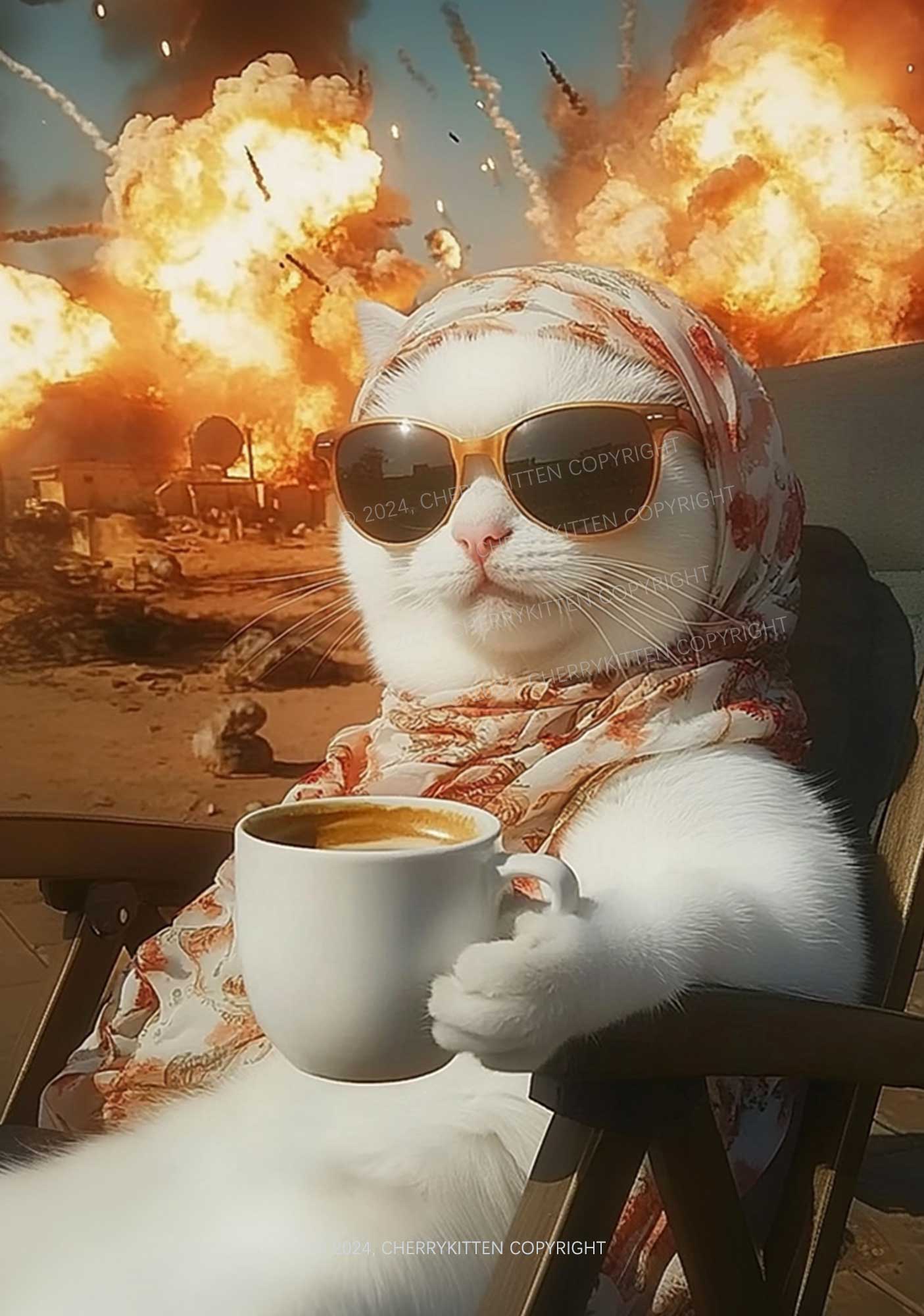 Cool Cat Enjoying Coffee Y2K Phone Case Cherrykitten