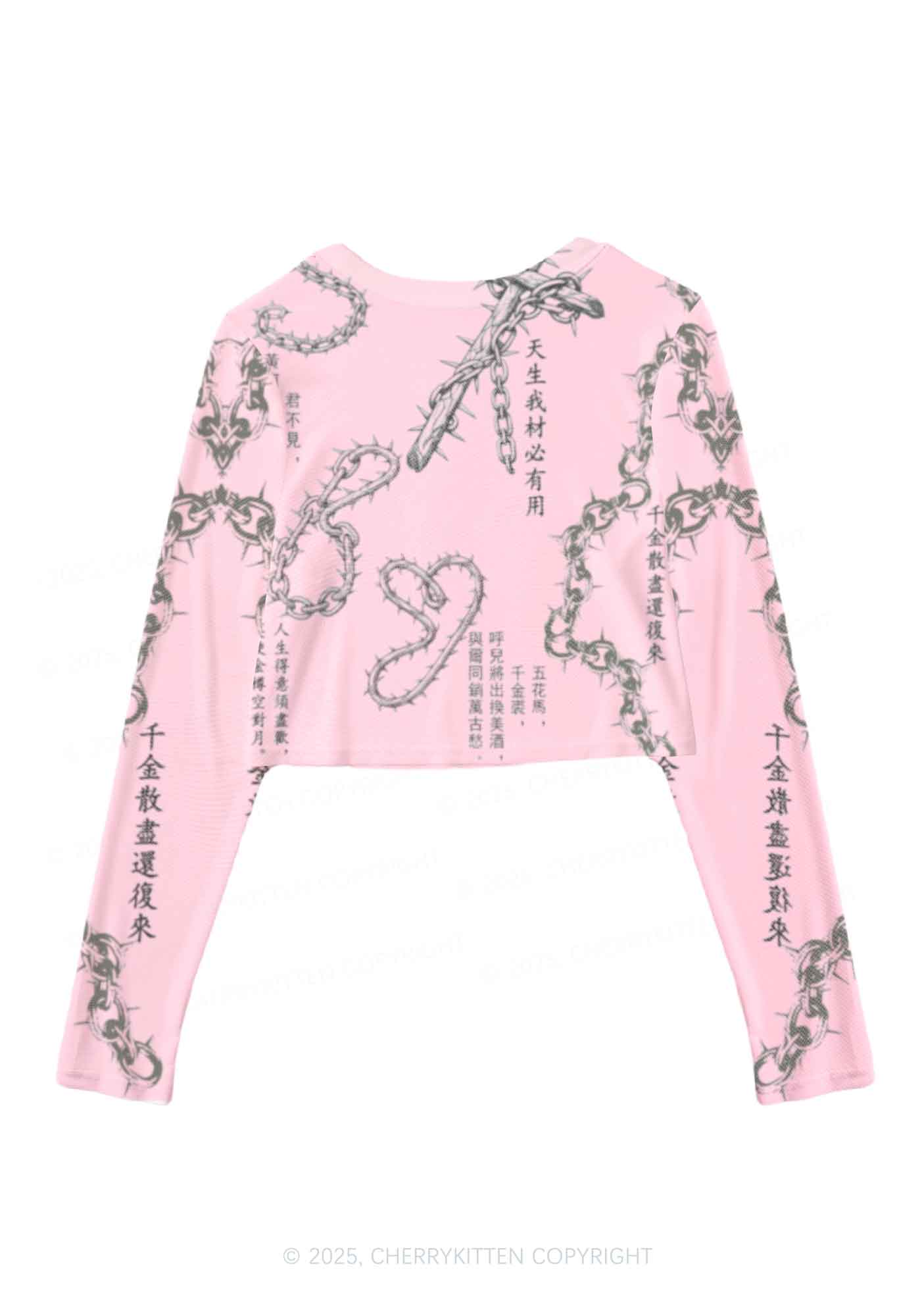 Born To Slay Y2K Mesh Long Sleeve Crop Top Cherrykitten