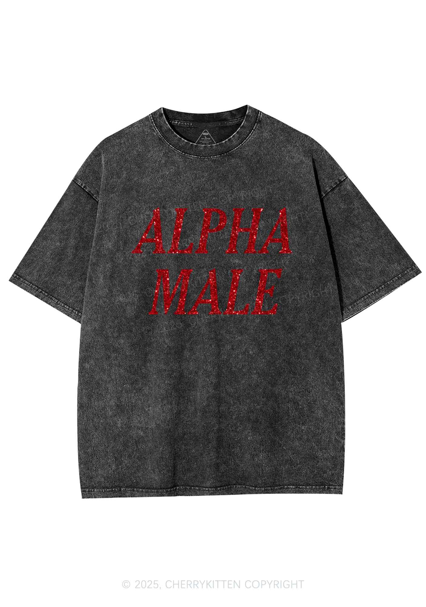 Glitter Alpha Male Y2K Shirts Washed Tee Cherrykitten