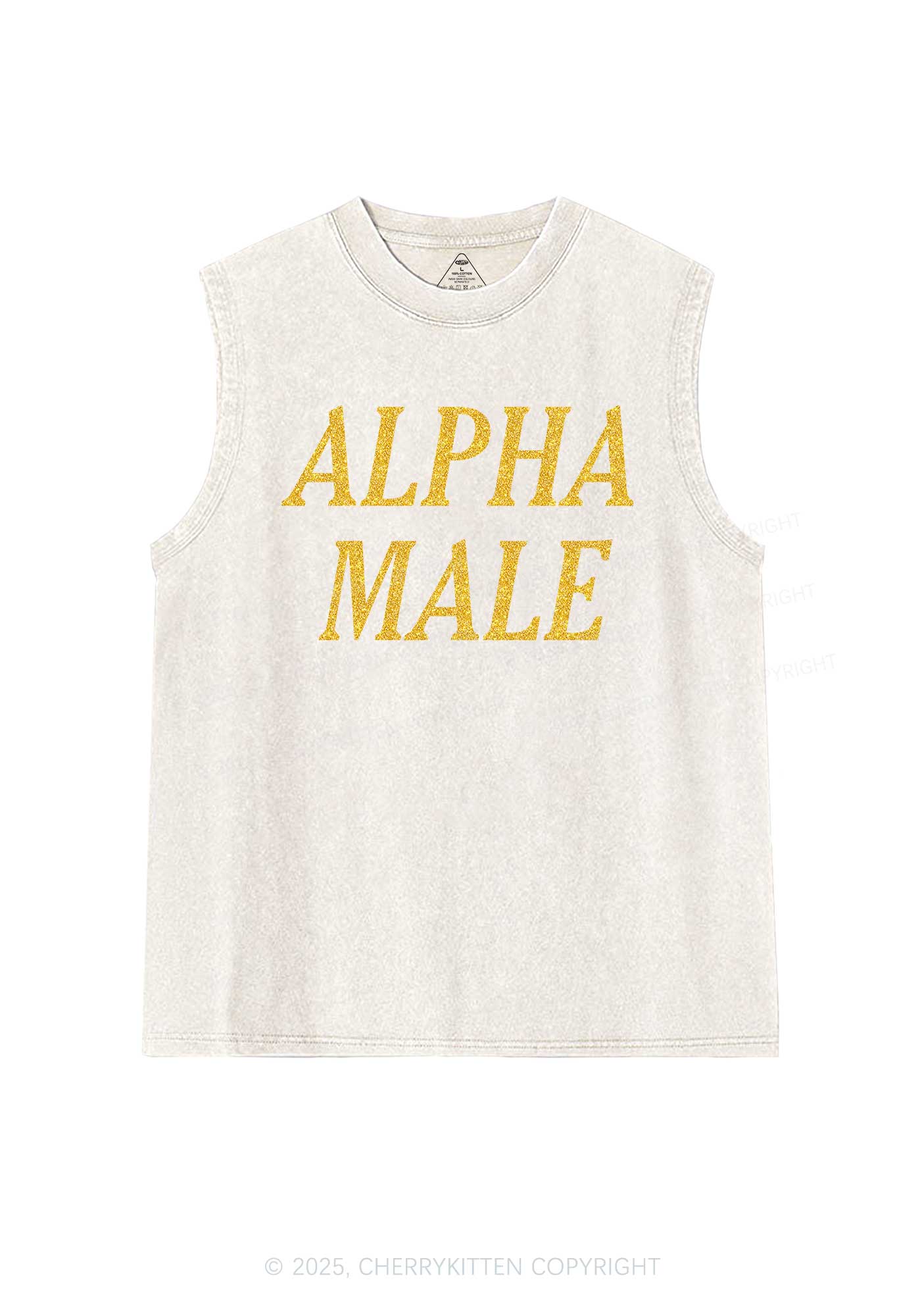 Glitter Alpha Male Y2K Washed Muscle Tank Cherrykitten