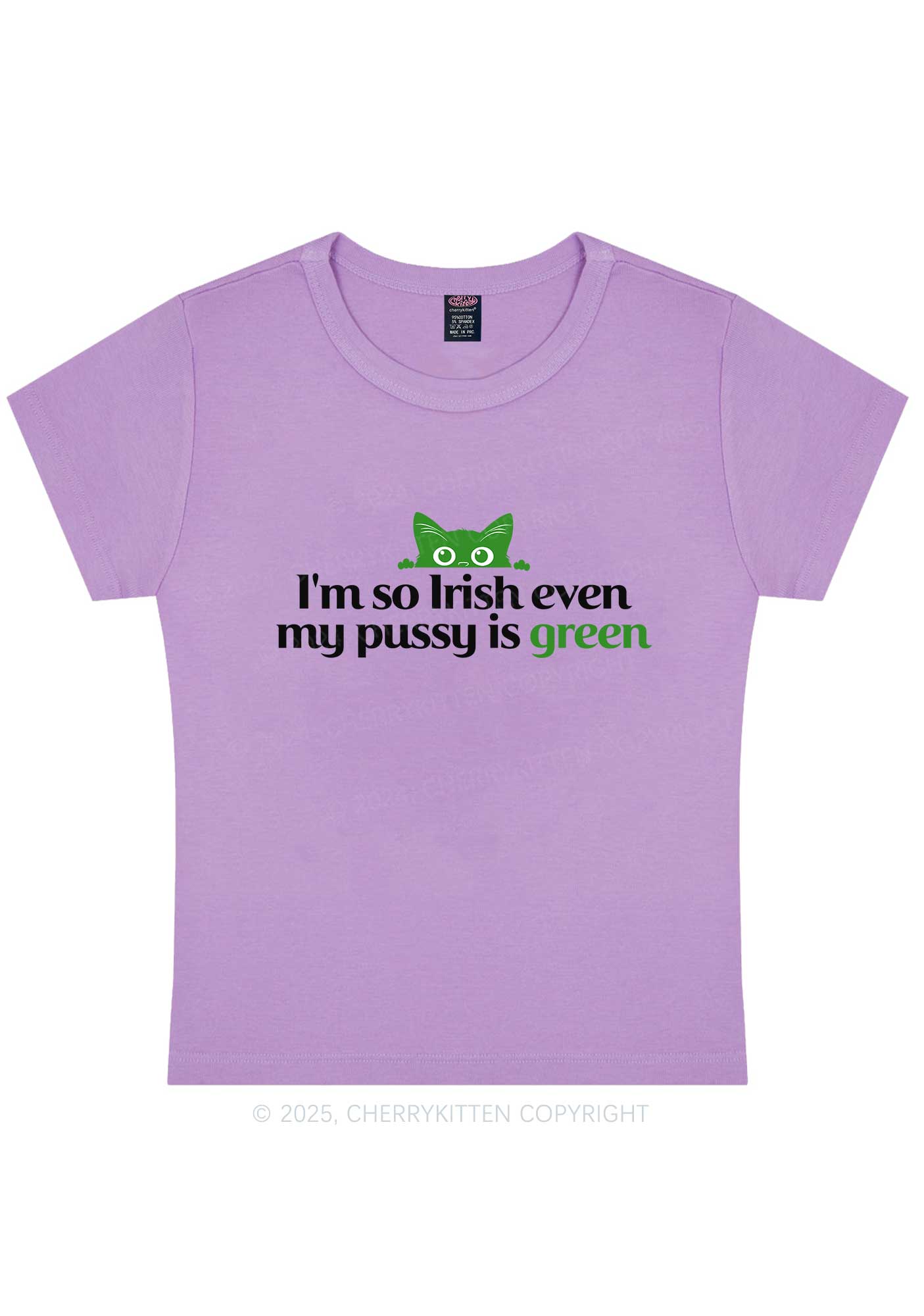 Green Puxxy St Patricks Y2K Baby Tee Cherrykitten