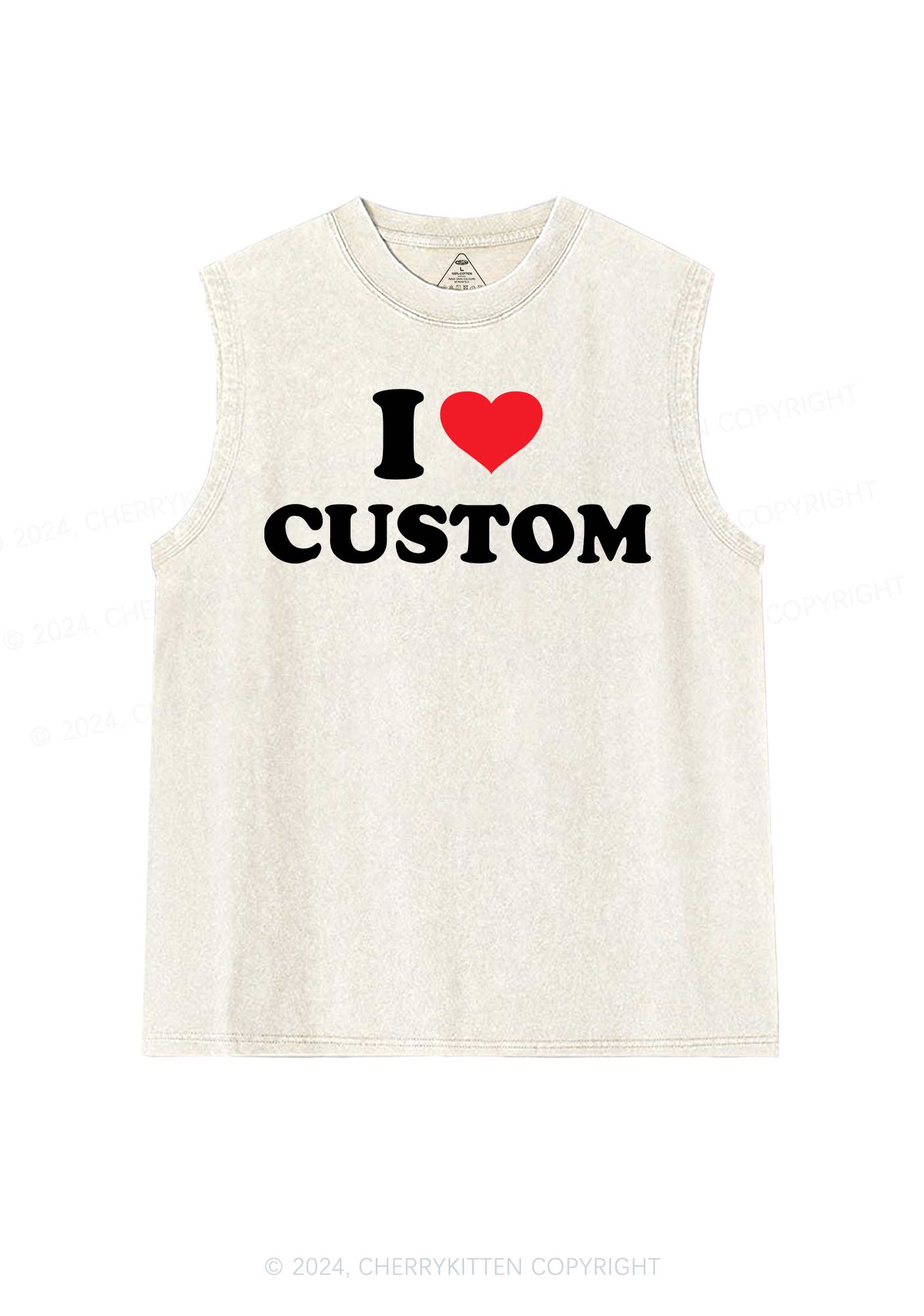 I Love Custom Personalized Y2K Washed Tank Cherrykitten