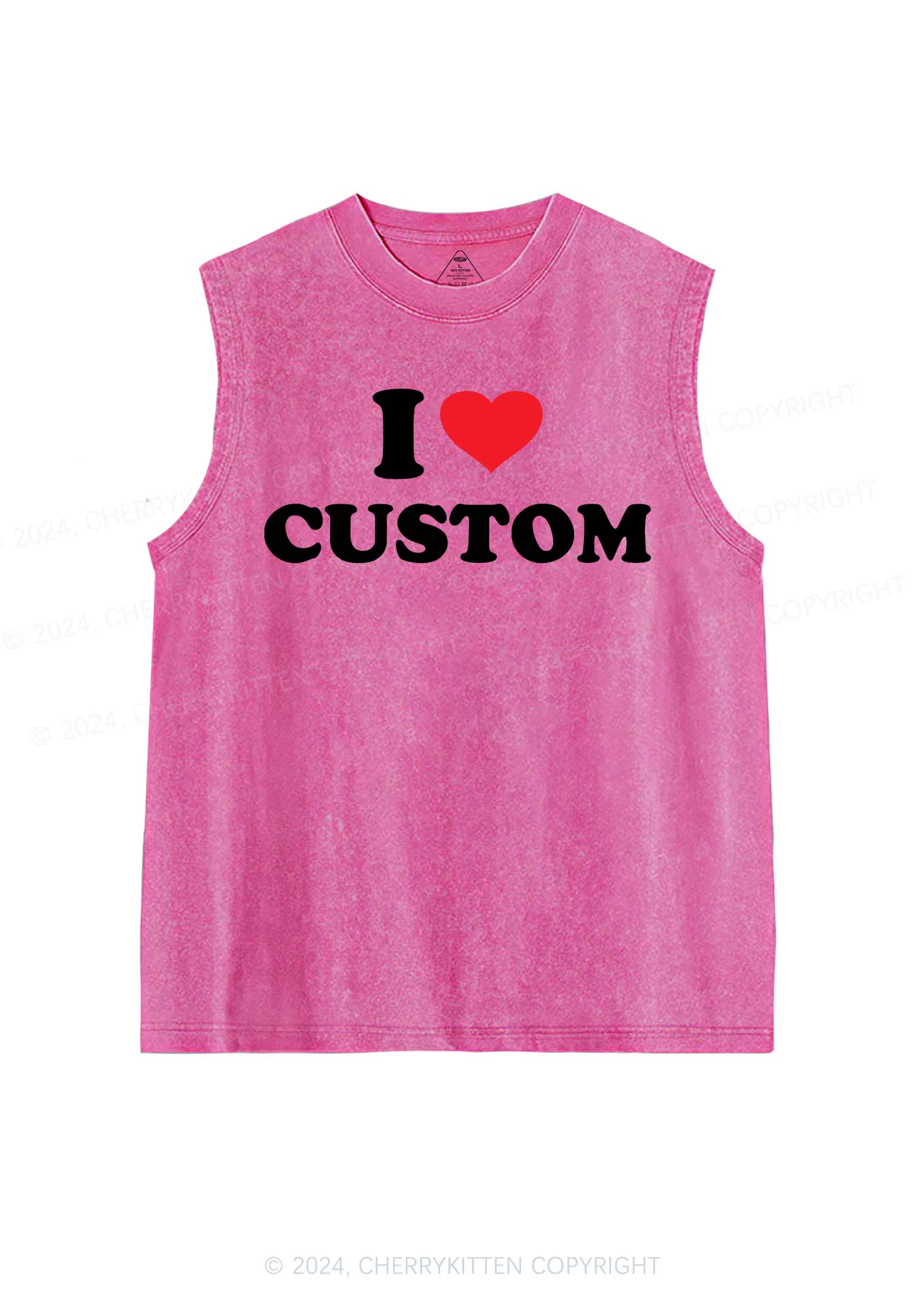 I Love Custom Personalized Y2K Washed Tank Cherrykitten