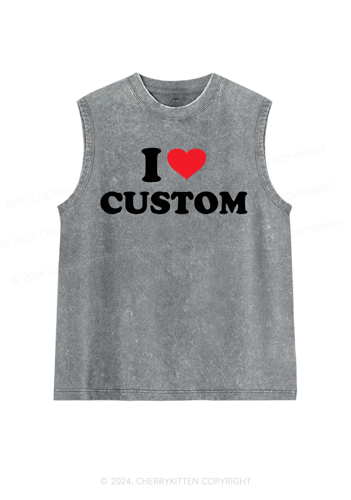 I Love Custom Personalized Y2K Washed Tank Cherrykitten