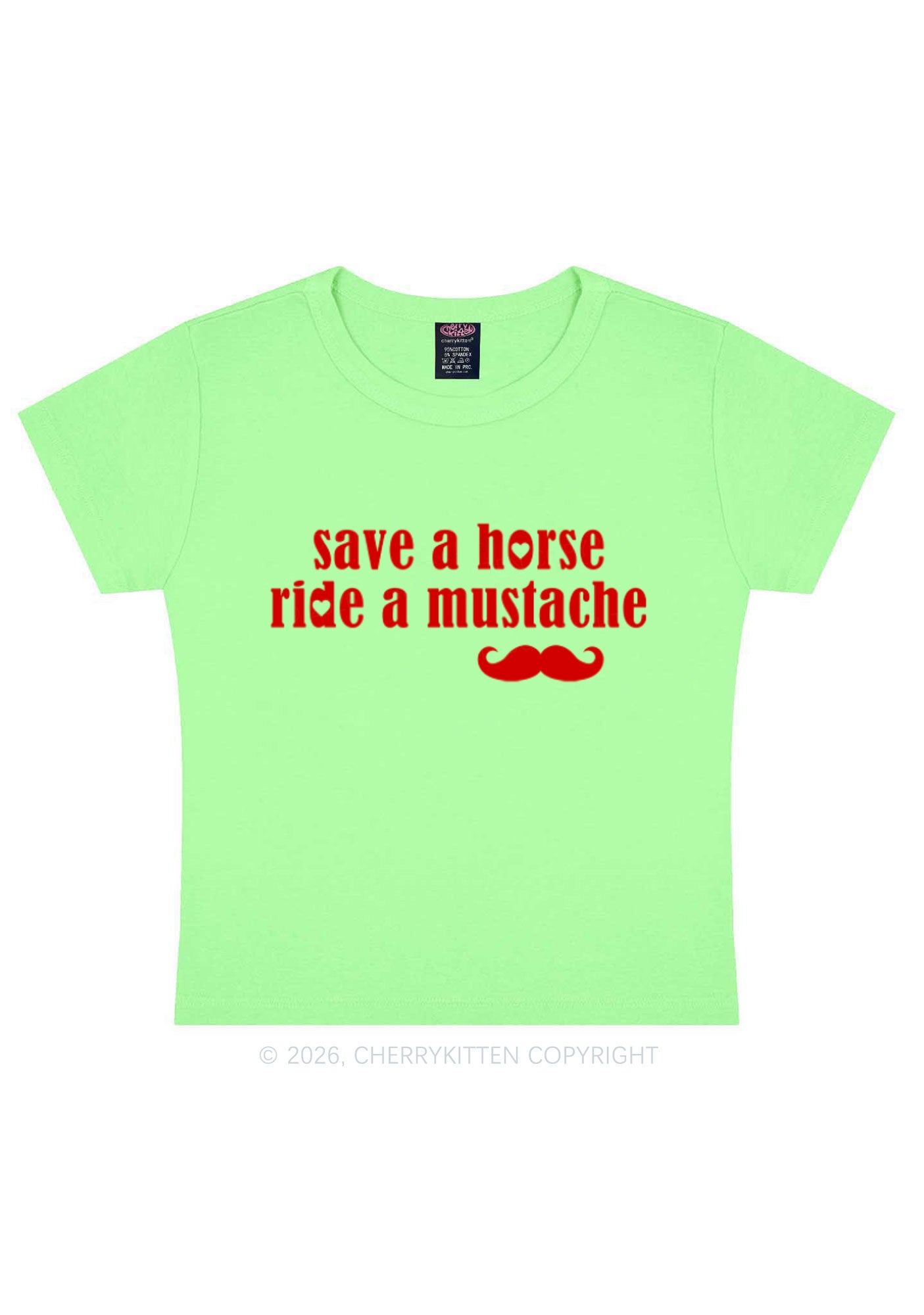 Ride A Mustache Valentine's Day Y2K Baby Tee Cherrykitten