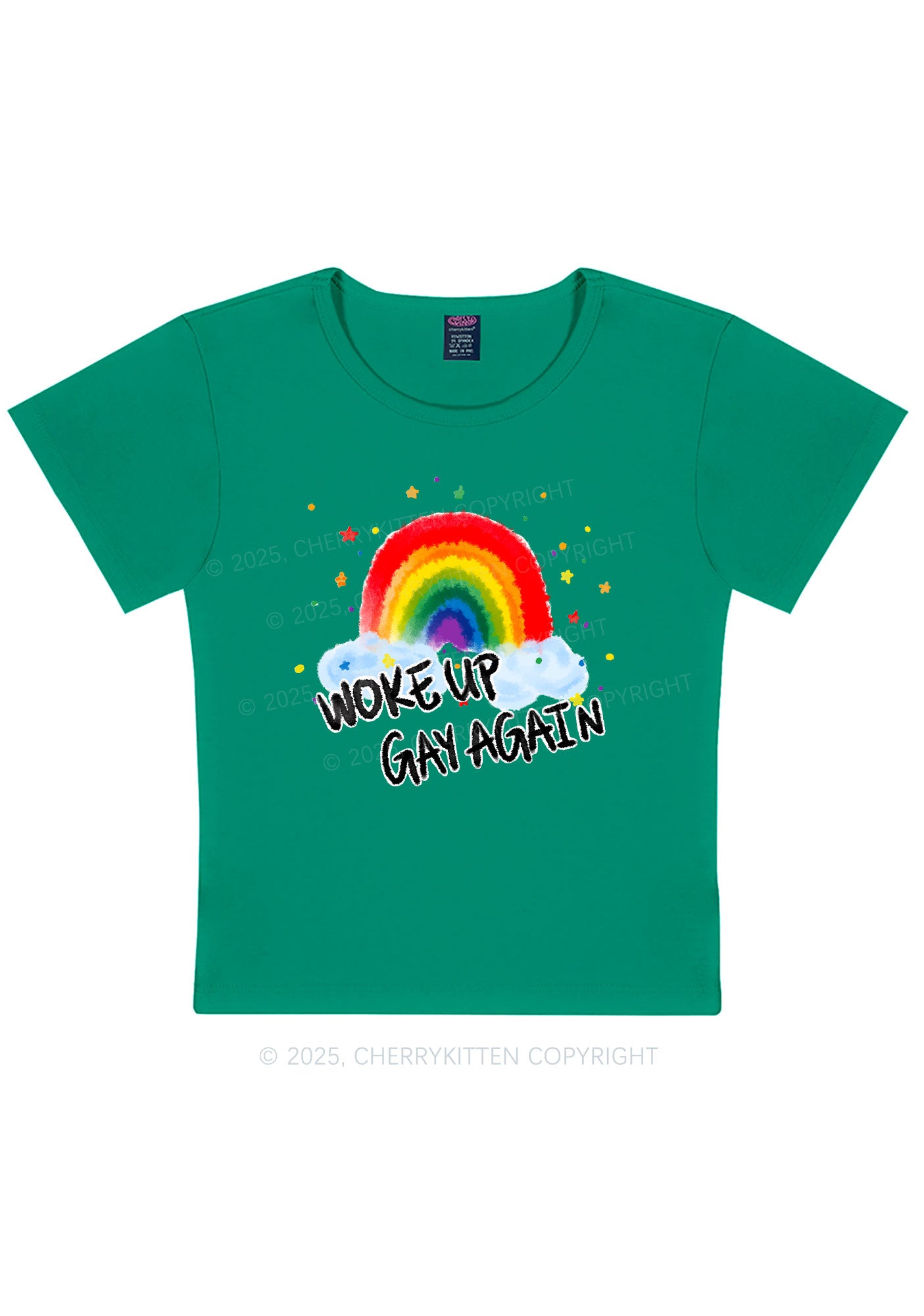 Woke Up Gay Again Y2K Baby Tee Cherrykitten
