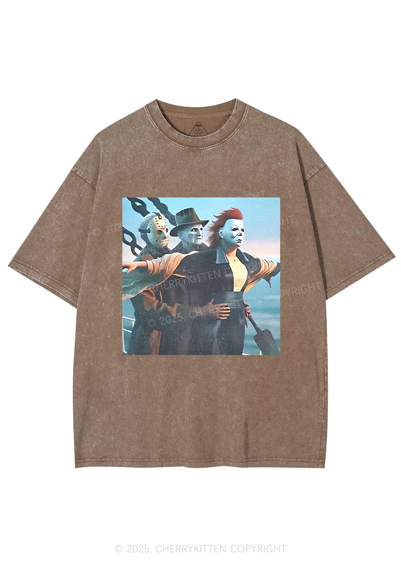 Halloween Horror Characters Y2K Washed Tee Cherrykitten