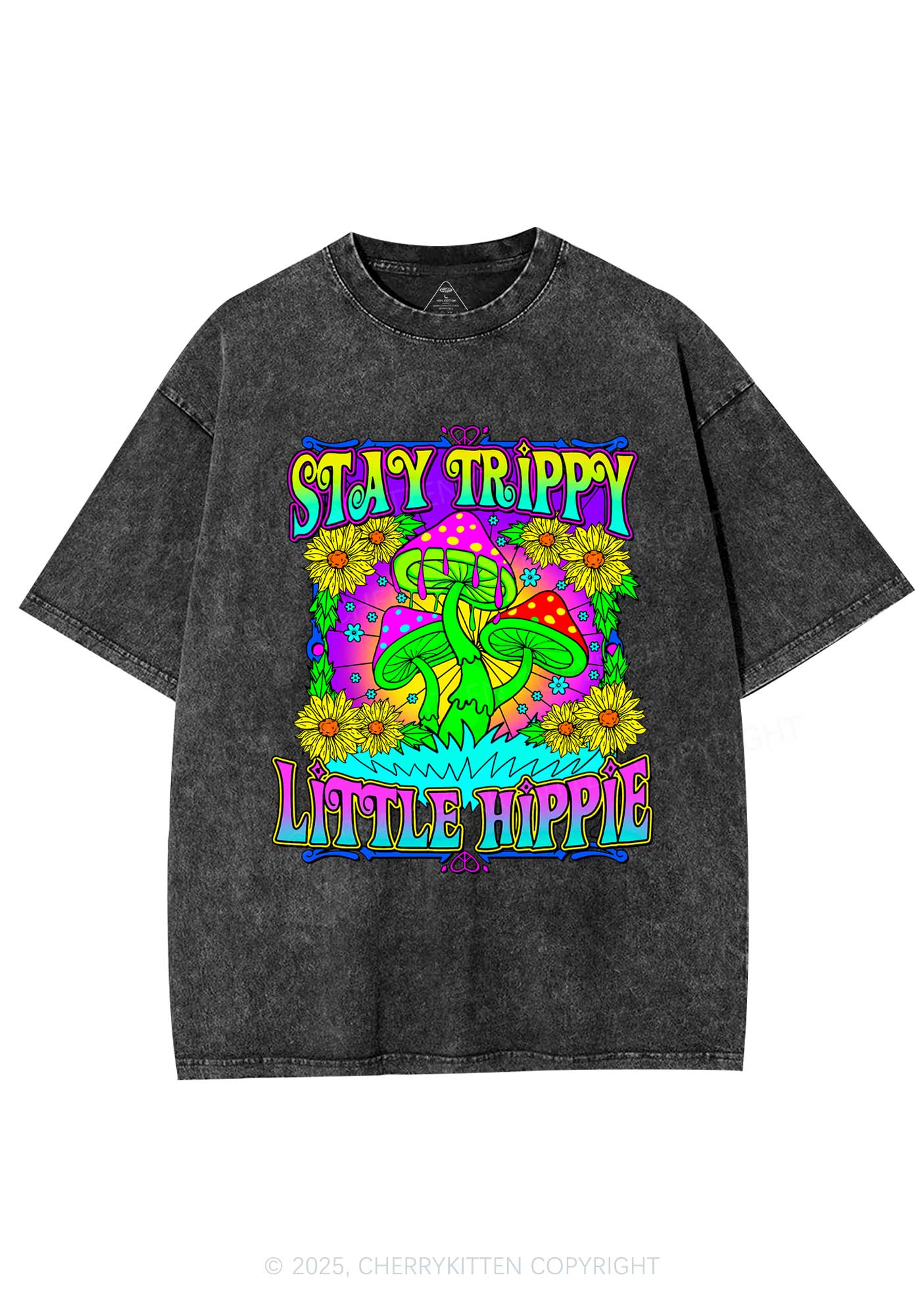 Stay Trippy Little Hippie Y2K Shirts Washed Tee Cherrykitten