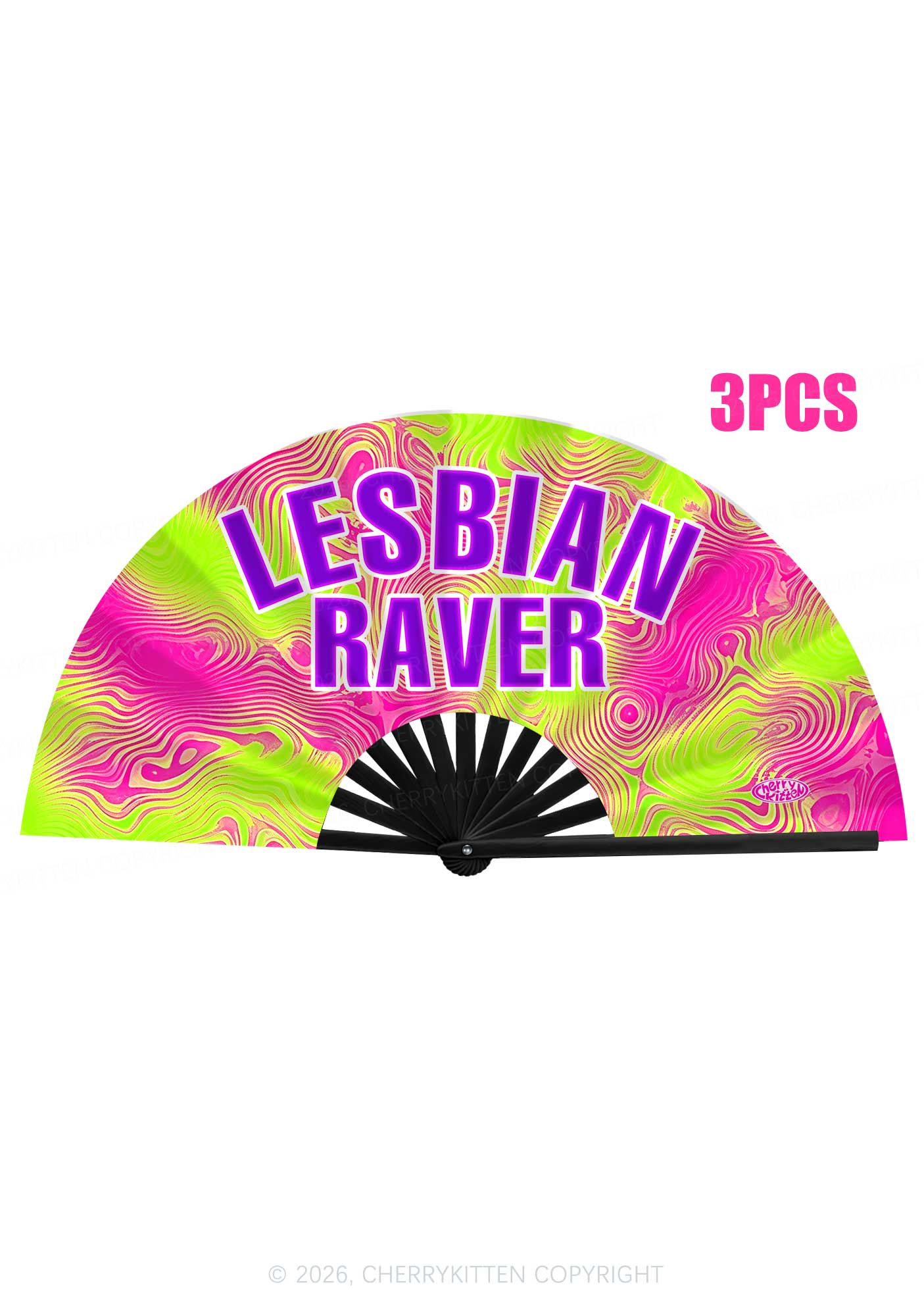 Lesbian Raver Y2K Rave Hand Fan Cherrykitten