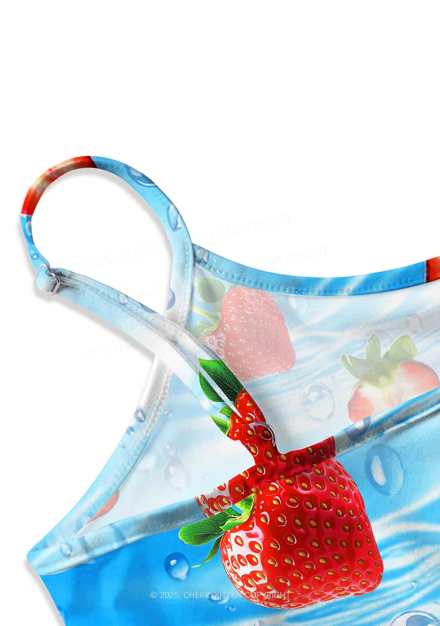 Blue Strawberry Y2K Print Cami Crop Top Cherrykitten