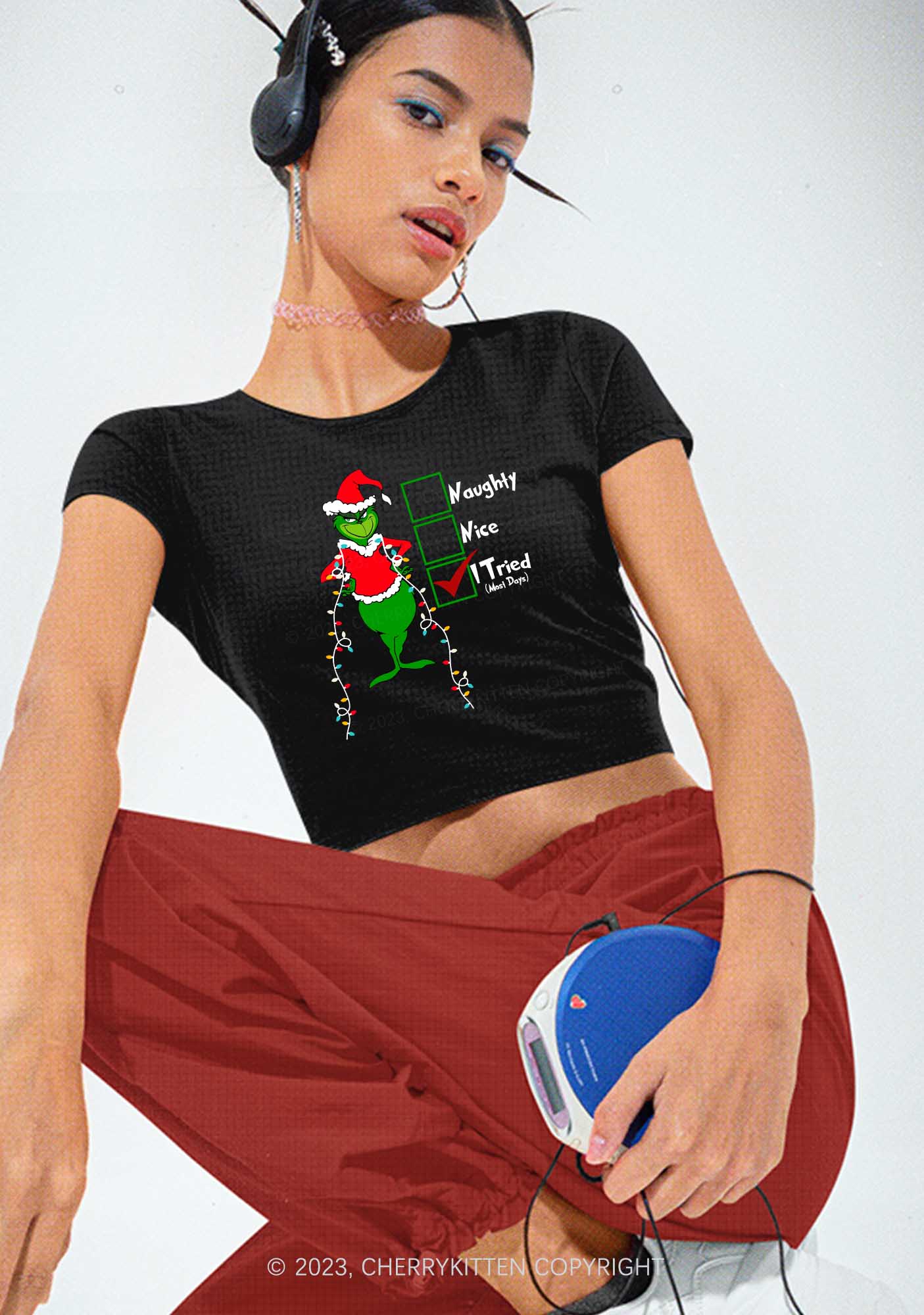 I Tried Most Days Christmas Baby Tee Cherrykitten