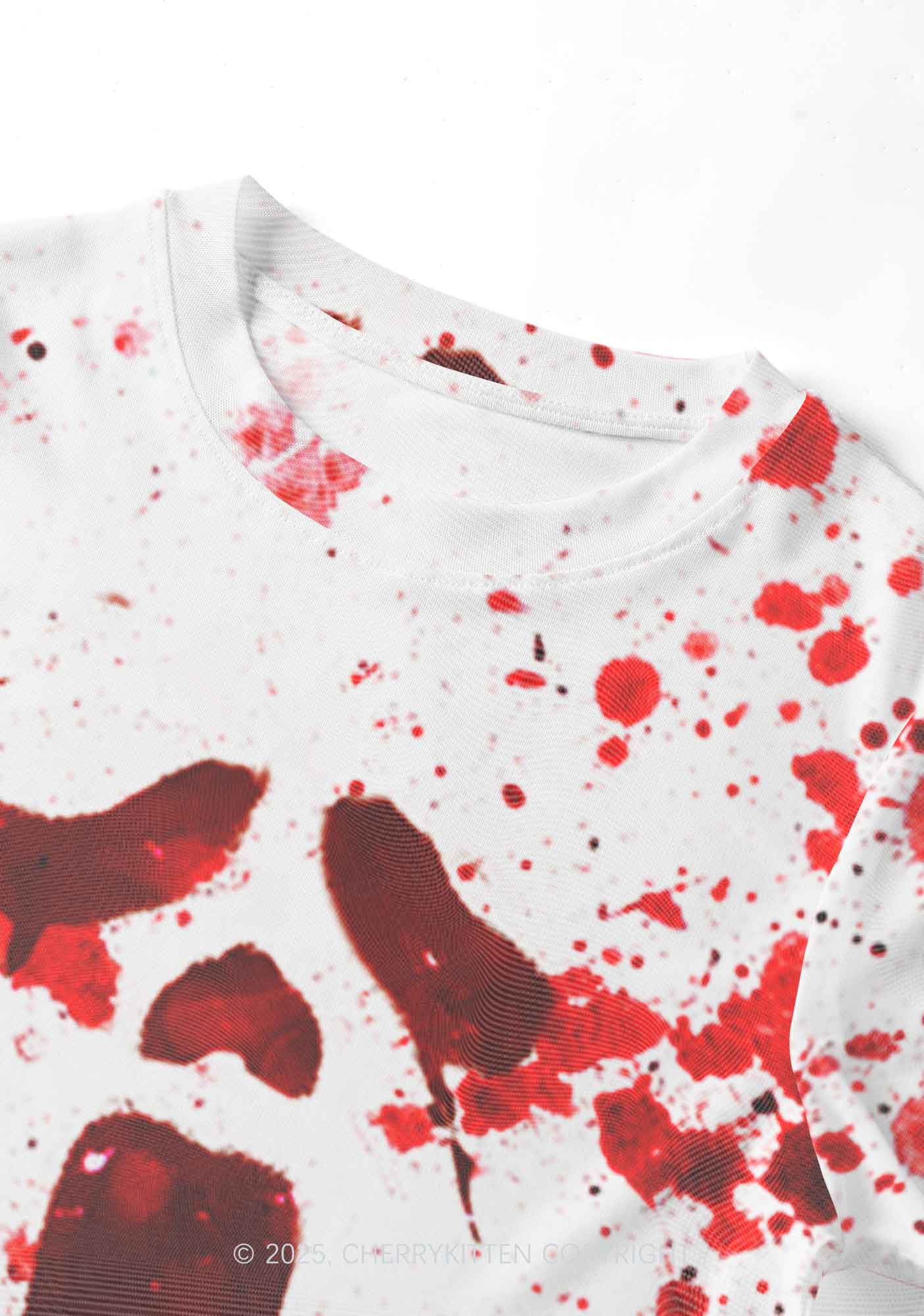 Halloween Bloody Ghost Y2K Mesh Crop Top Cherrykitten