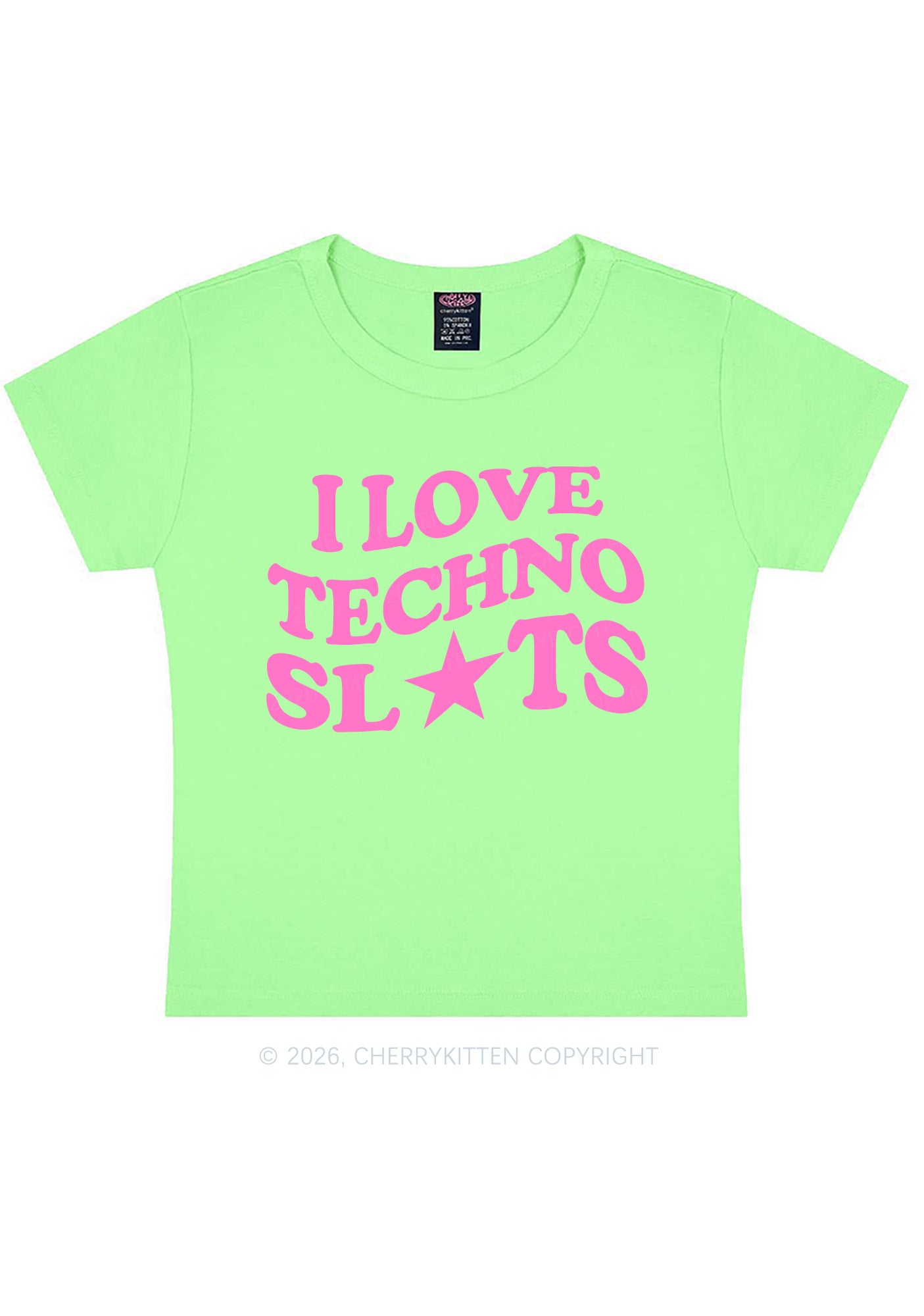 I Love Techno Slxts Y2K Baby Tee Cherrykitten