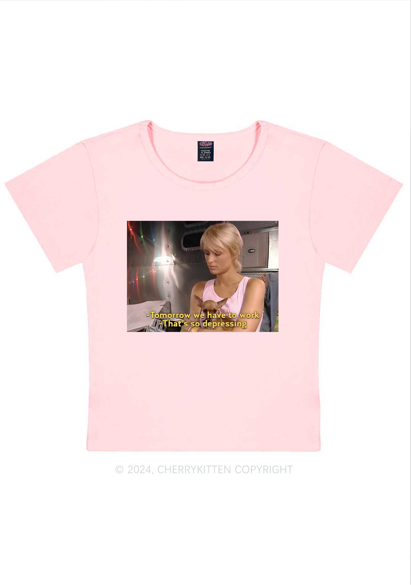 We Have To Work Y2K Baby Tee Cherrykitten