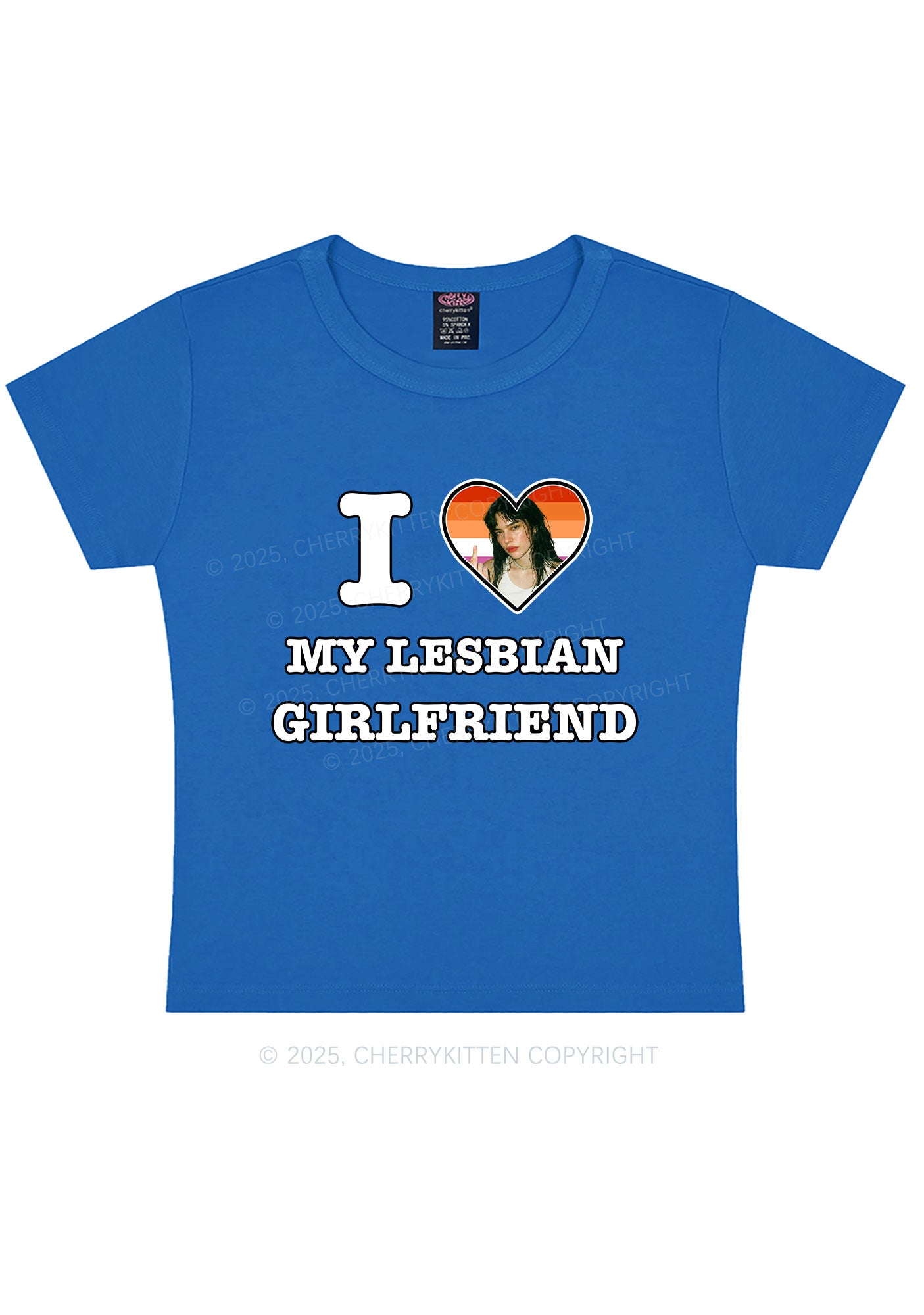 Custom My Lesbian GF Pride Y2K Baby Tee Cherrykitten