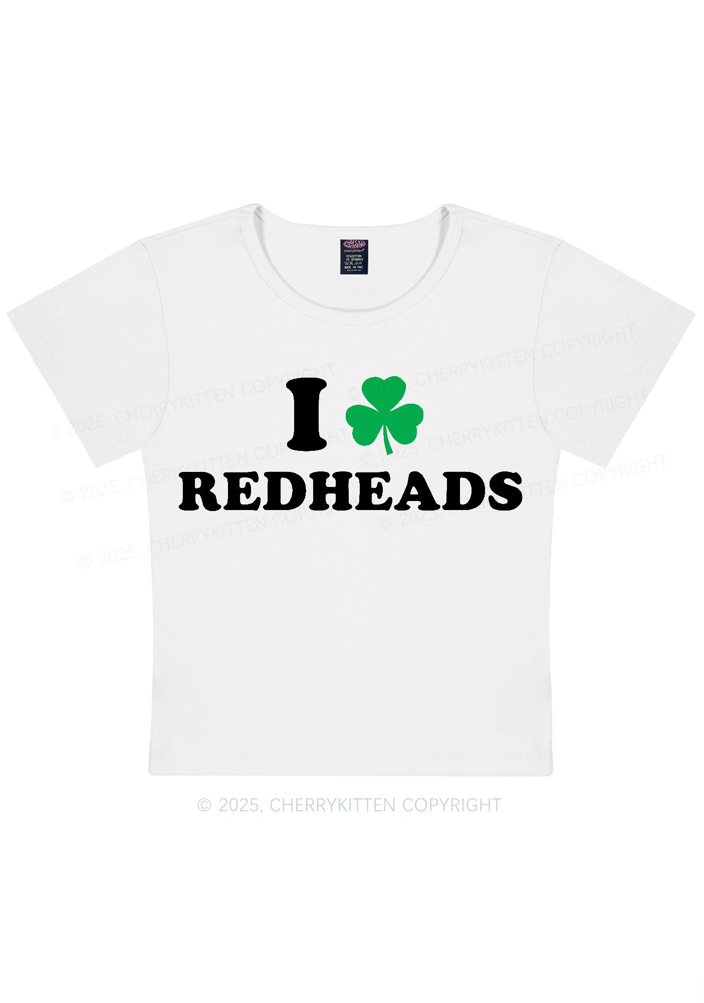 I Love Redheads St Patricks Y2K Baby Tee Cherrykitten