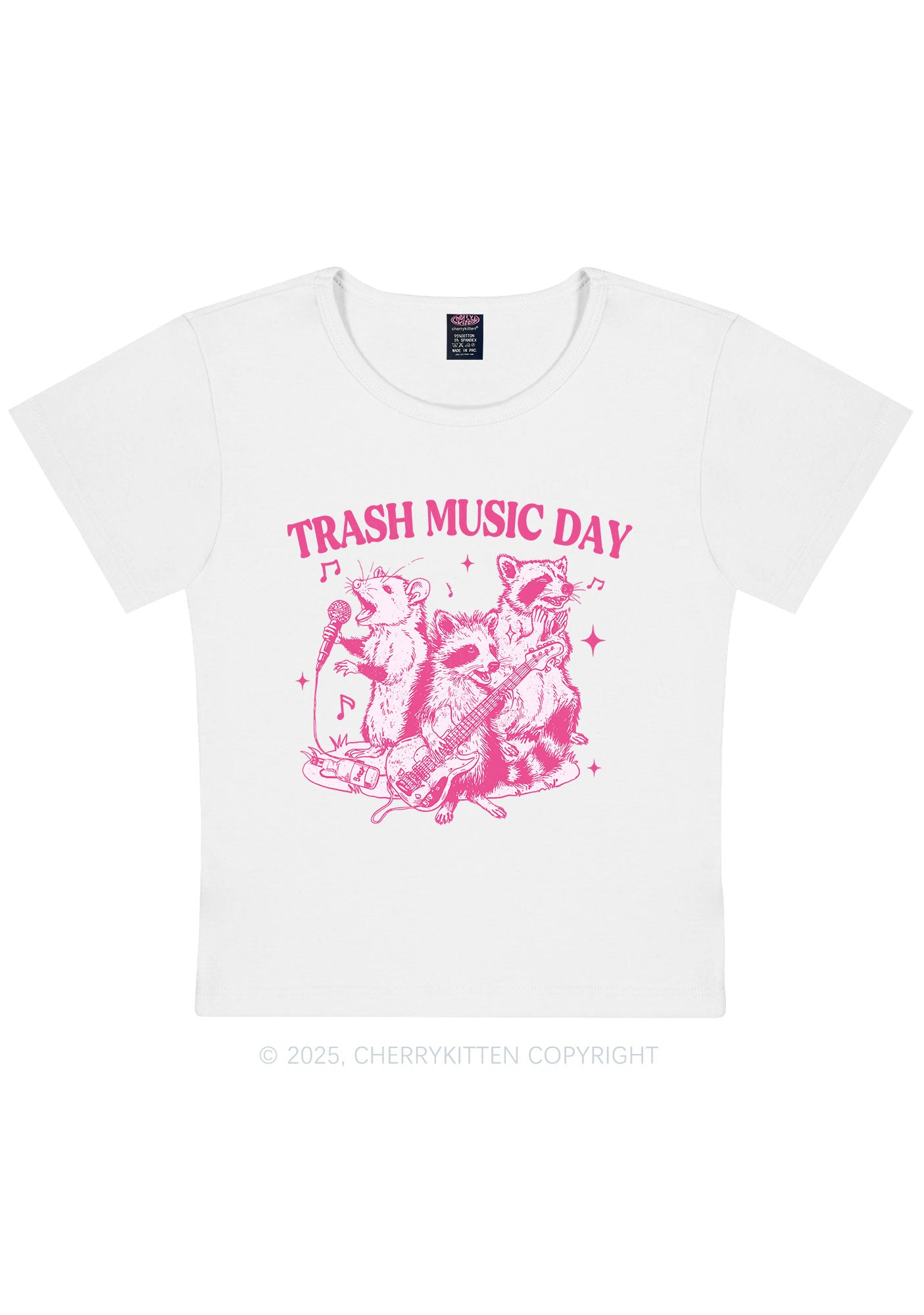 Trash Music Day Y2K Baby Tee Cherrykitten